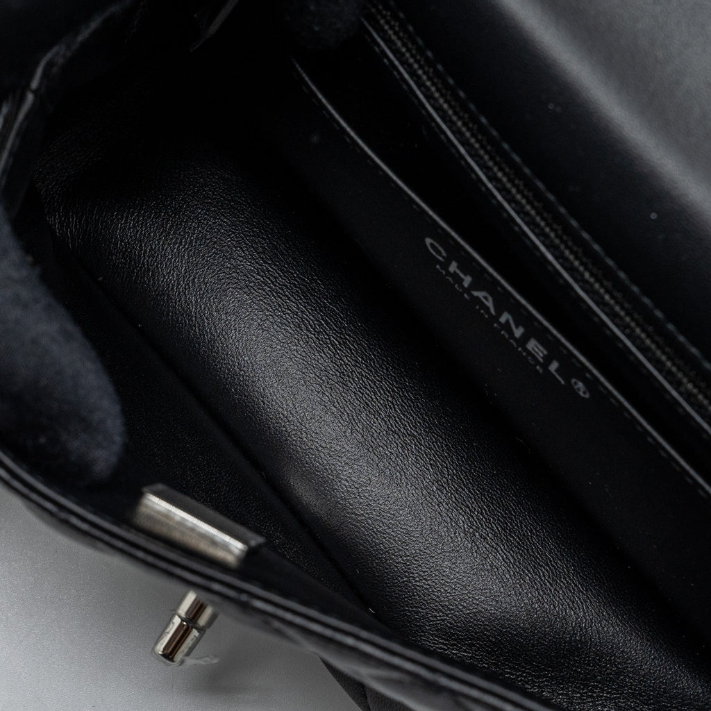 CHANEL MINI RECTANGULAR FLAP BAG LAMBSKIN BLACK SHW (MICROCHIP)