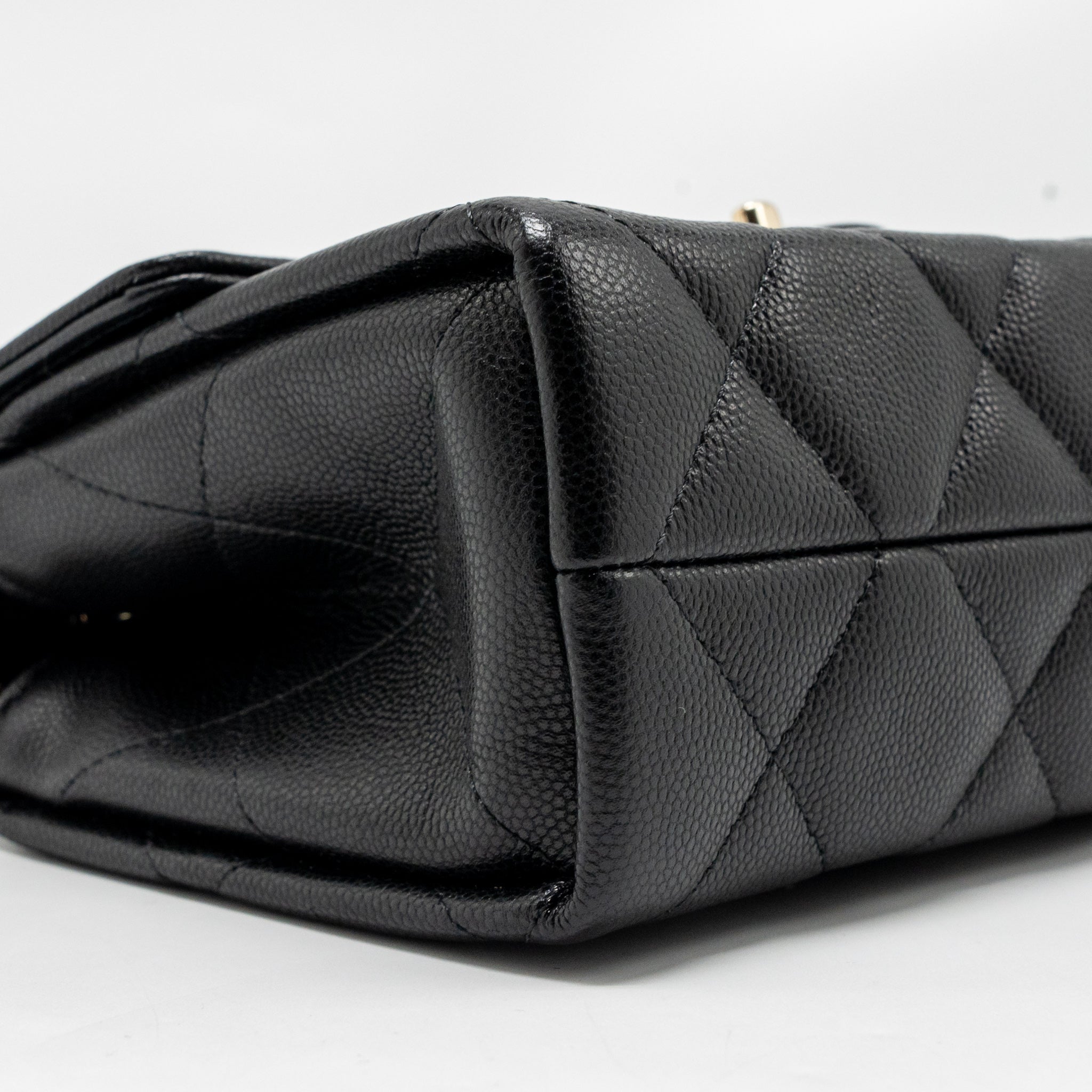 CHANEL TOP HANDLE QUILTED CC FLAP BAG CAVIAR BLACK LGHW (MICROCHIP)
