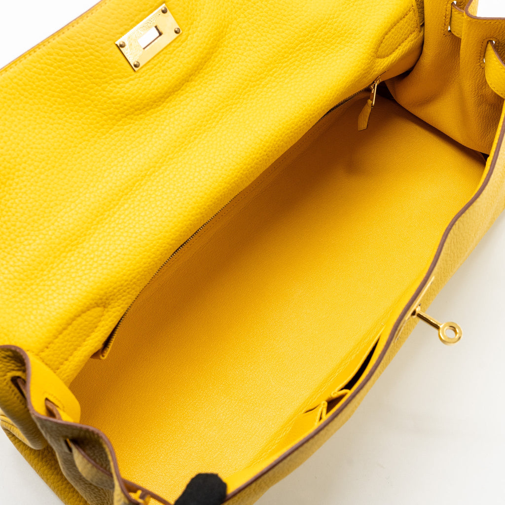 HERMES SHOULDER KELLY CLEMENCE 9D JAUNE AMBER GHW