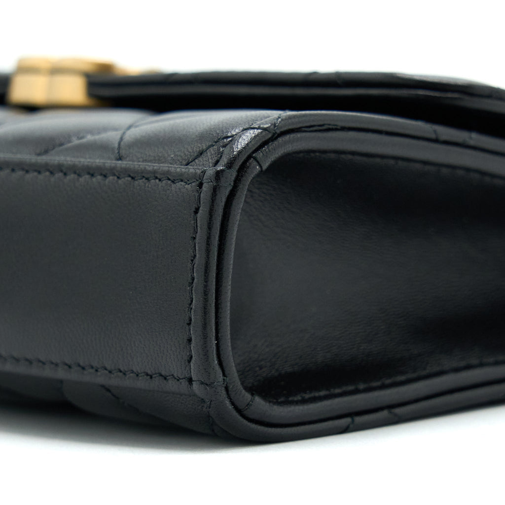 CHANEL 22B FLAP BAG WITH ENAMEL/CC LOGO TOP HANDLE LAMBSKIN BLACK BRUSHED GHW