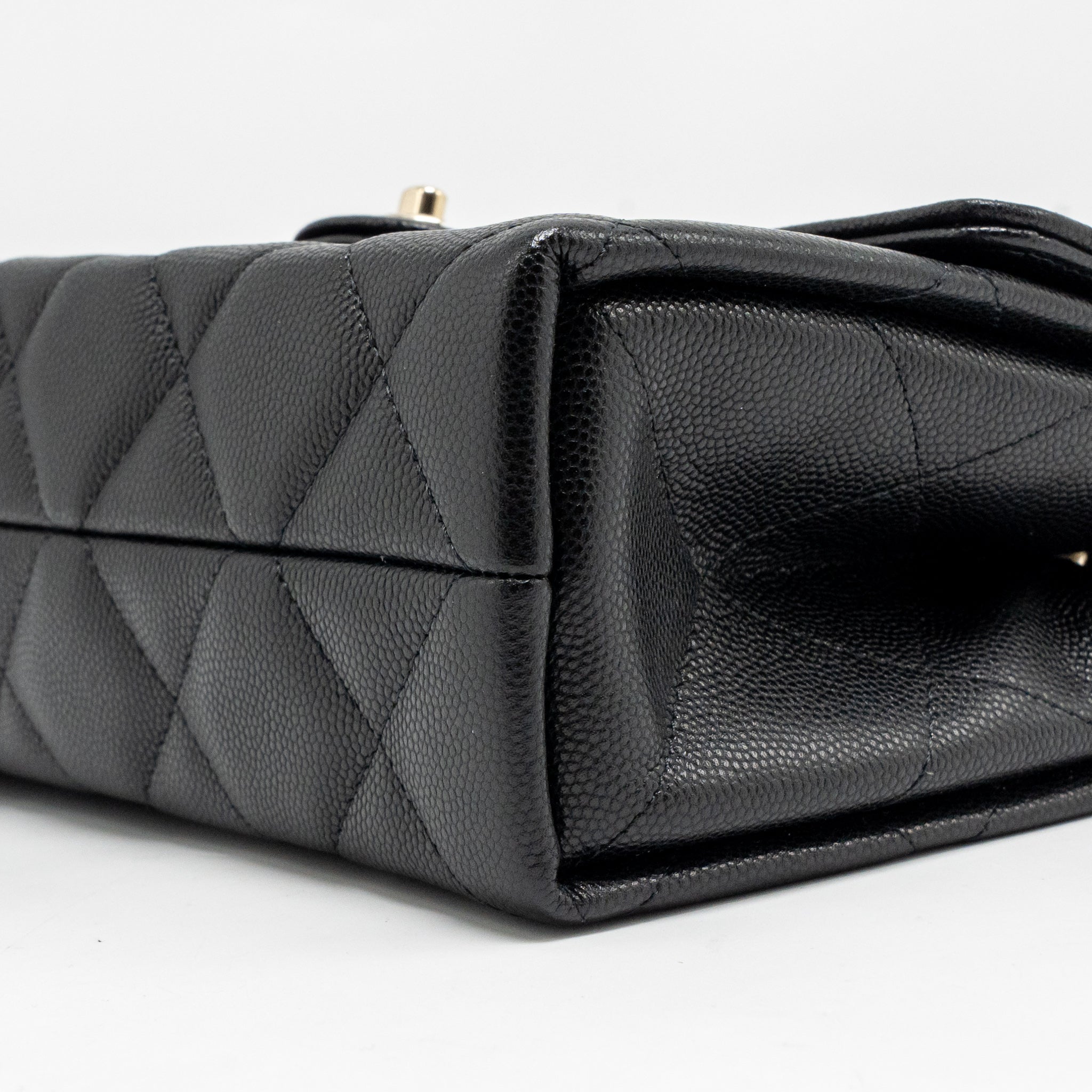 CHANEL TOP HANDLE QUILTED CC FLAP BAG CAVIAR BLACK LGHW (MICROCHIP)