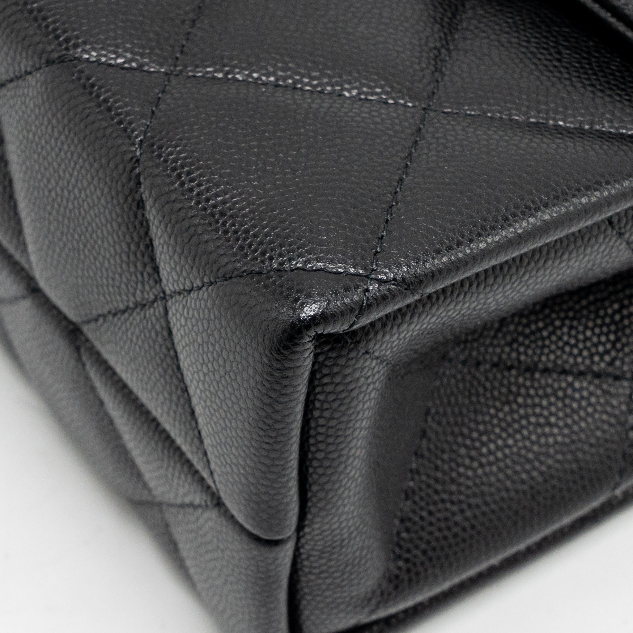 CHANEL TOP HANDLE QUILTED CC FLAP BAG CAVIAR BLACK LGHW (MICROCHIP)