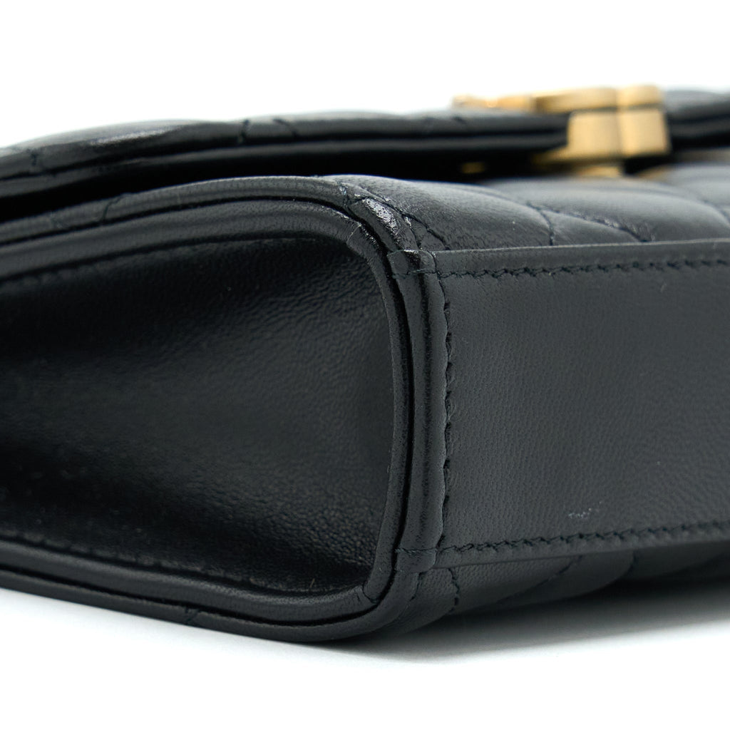 CHANEL 22B FLAP BAG WITH ENAMEL/CC LOGO TOP HANDLE LAMBSKIN BLACK BRUSHED GHW