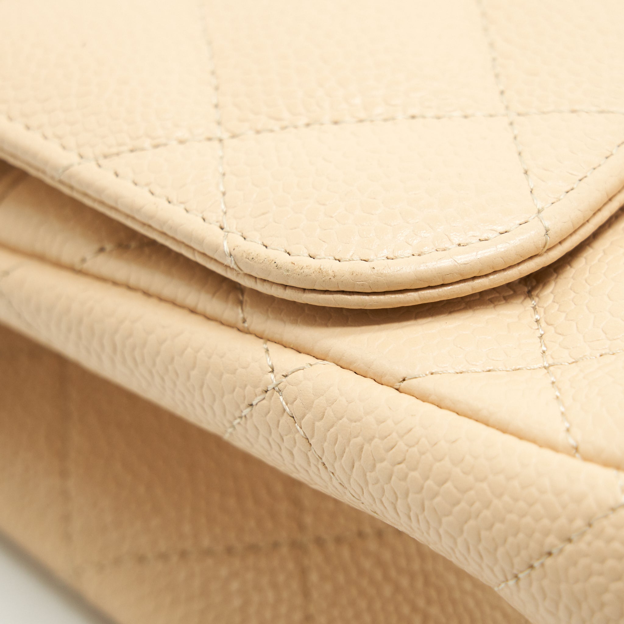 CHANEL CLASSIC JUMBO DOUBLE FLAP BAG CAVIAR BEIGE SHW