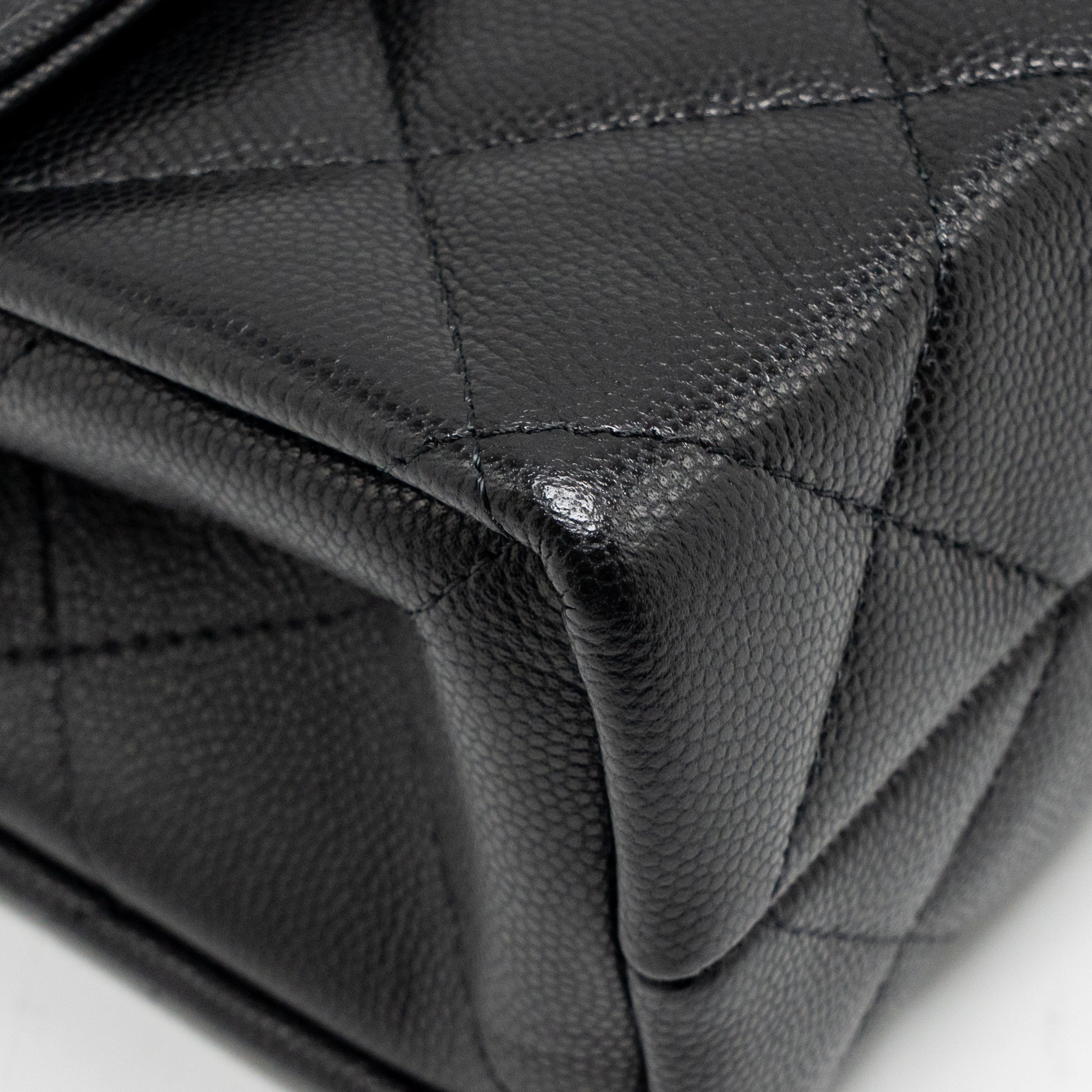 CHANEL TOP HANDLE QUILTED CC FLAP BAG CAVIAR BLACK LGHW (MICROCHIP)