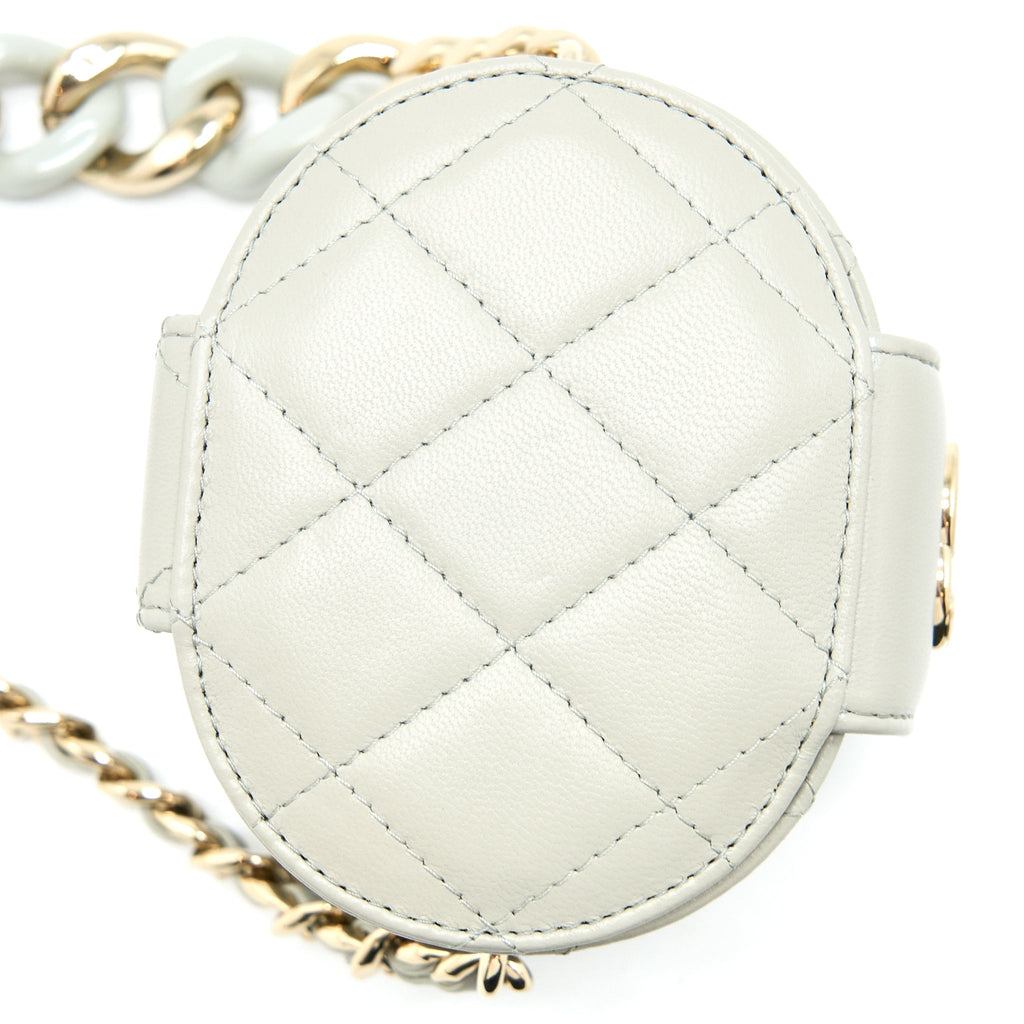 CHANEL GIANT CHAIN MINI VANITY CASE LAMBSKIN LIGHT GREY LGHW