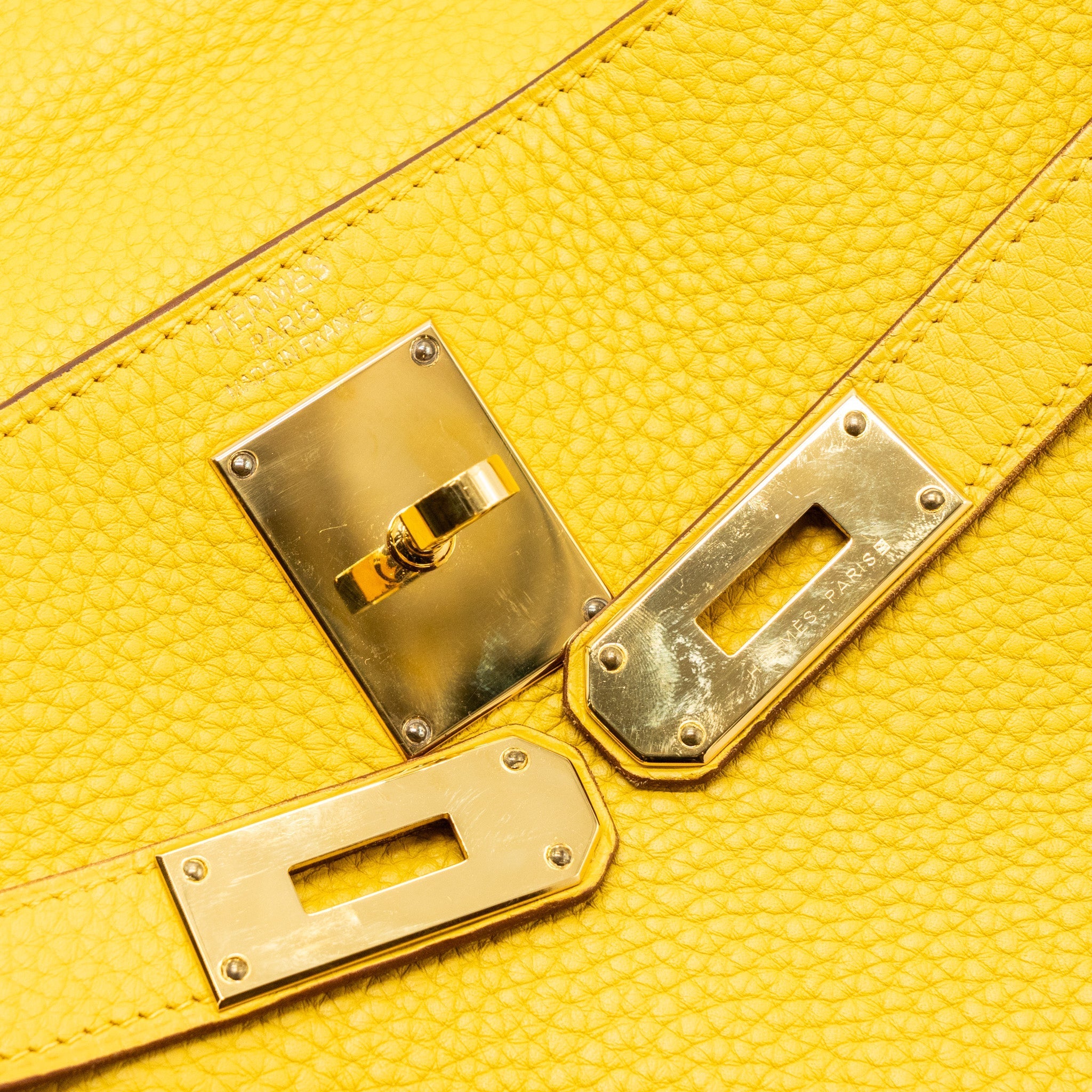 HERMES SHOULDER KELLY CLEMENCE 9D JAUNE AMBER GHW