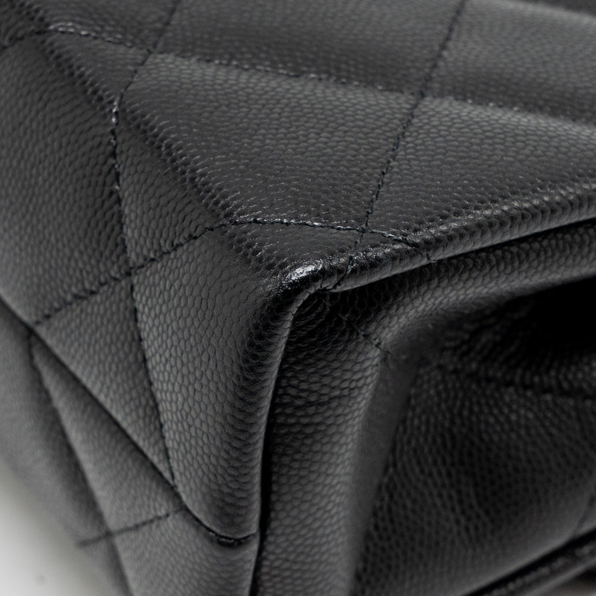 CHANEL TOP HANDLE QUILTED CC FLAP BAG CAVIAR BLACK LGHW (MICROCHIP)