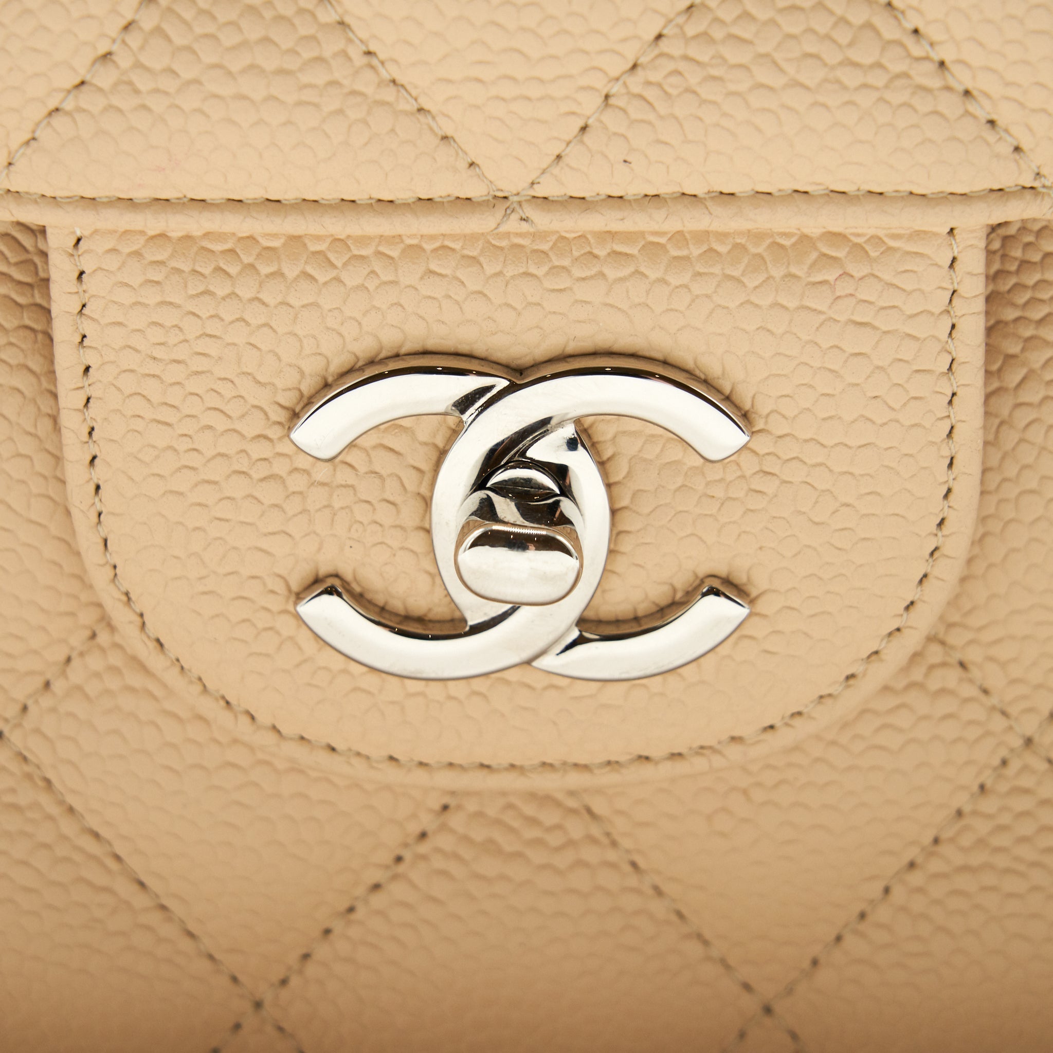 CHANEL CLASSIC JUMBO DOUBLE FLAP BAG CAVIAR BEIGE SHW