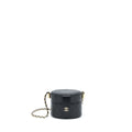 CHANEL MINI ROUND VANITY WITH CHAIN LAMBSKIN BLACK LGHW