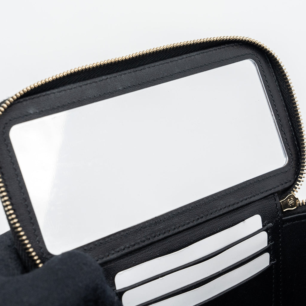 CHANEL TOP HANDLE LONG VANITY WITH CHAIN LAMBSKIN BLACK LGHW(MICROCHIP)