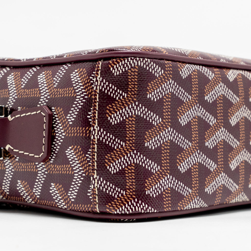 GOYARD CAP-VERT PM BAG GOYARDINE CANVAS/CERVON CALFSKIN BURGUNDY SHW