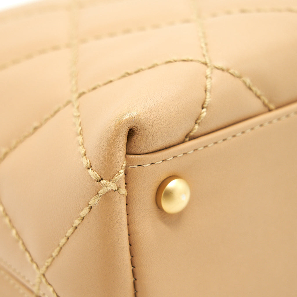 CHANEL VINTAGE QUILTED BEIGE SHOULDER BAG