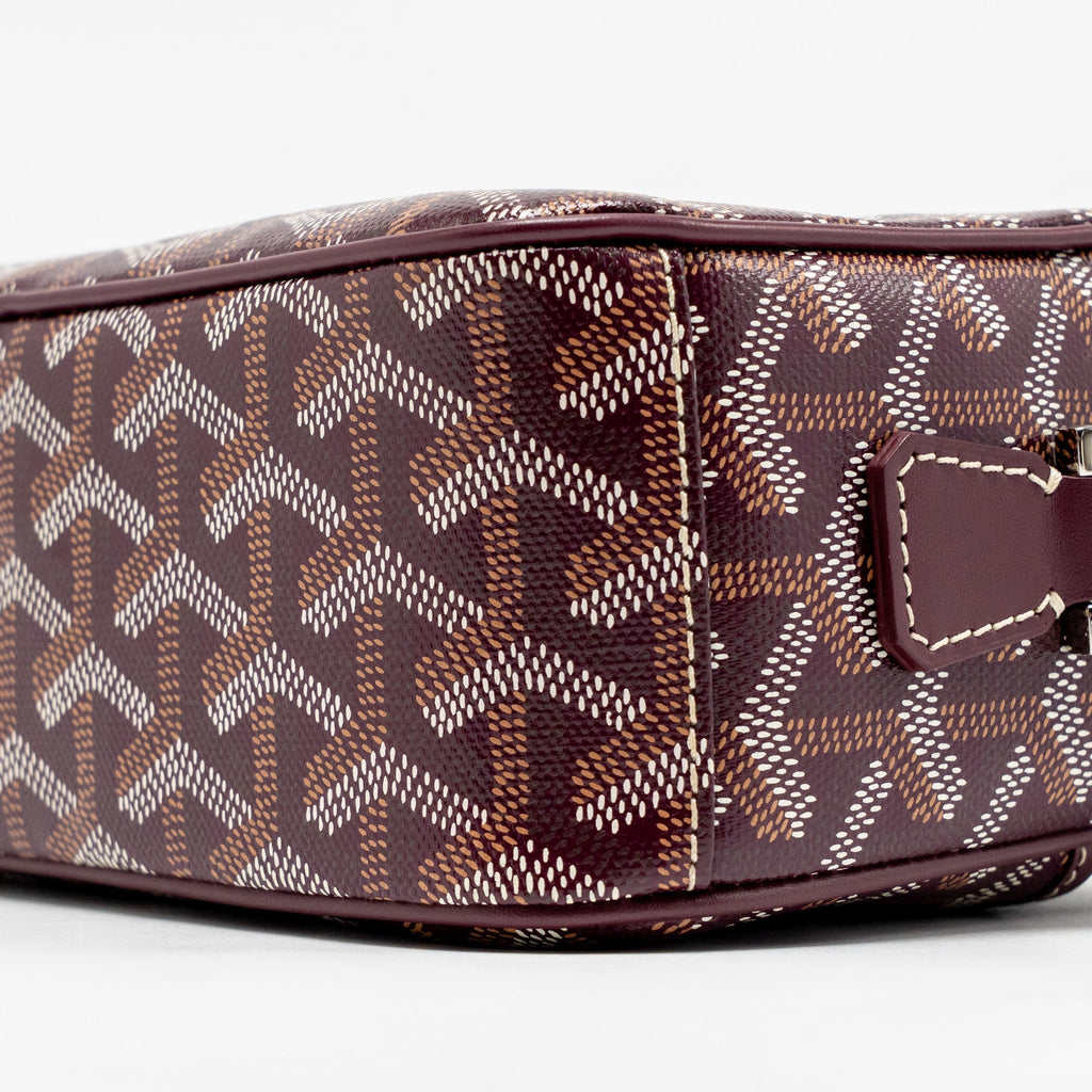 GOYARD CAP-VERT PM BAG GOYARDINE CANVAS/CERVON CALFSKIN BURGUNDY SHW