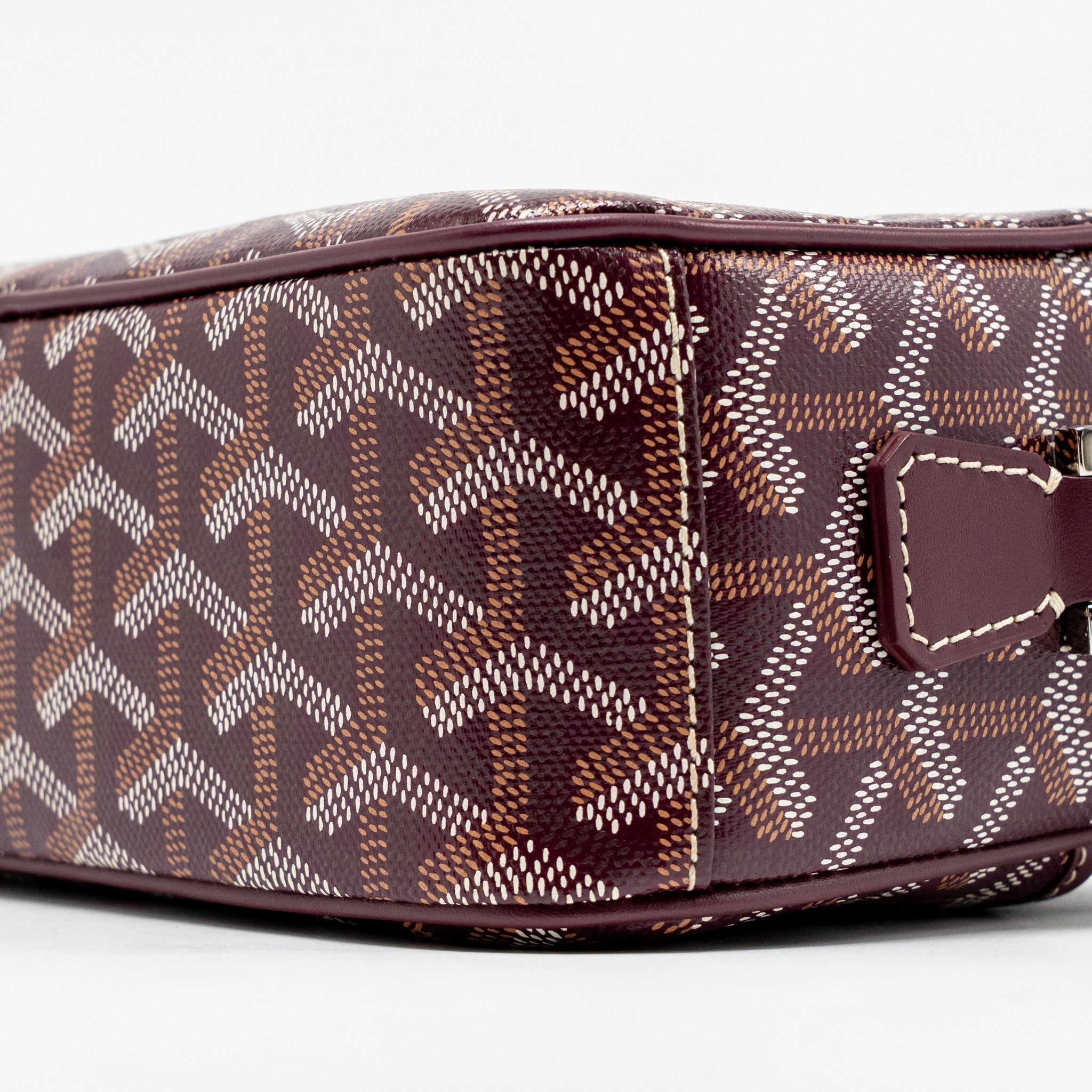 GOYARD CAP-VERT PM BAG GOYARDINE CANVAS/CERVON CALFSKIN BURGUNDY SHW