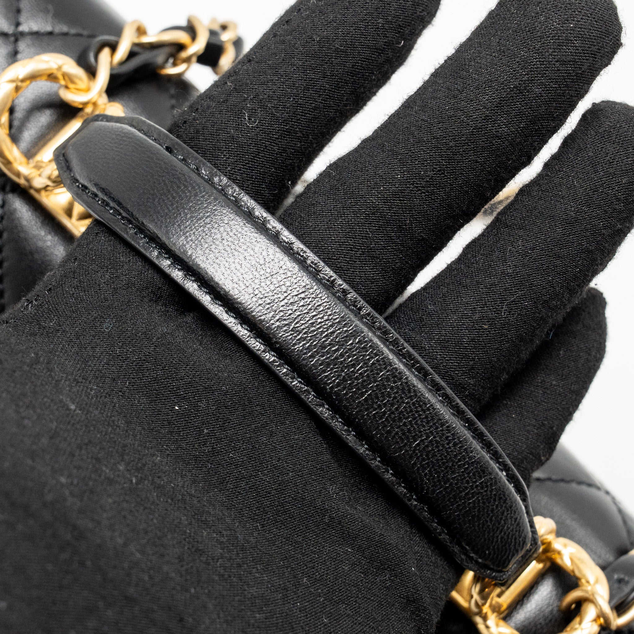 CHANEL MINI TRENDY SPIRIT TOP HANDLE FLAP BAG LAMBSKIN BLACK GHW