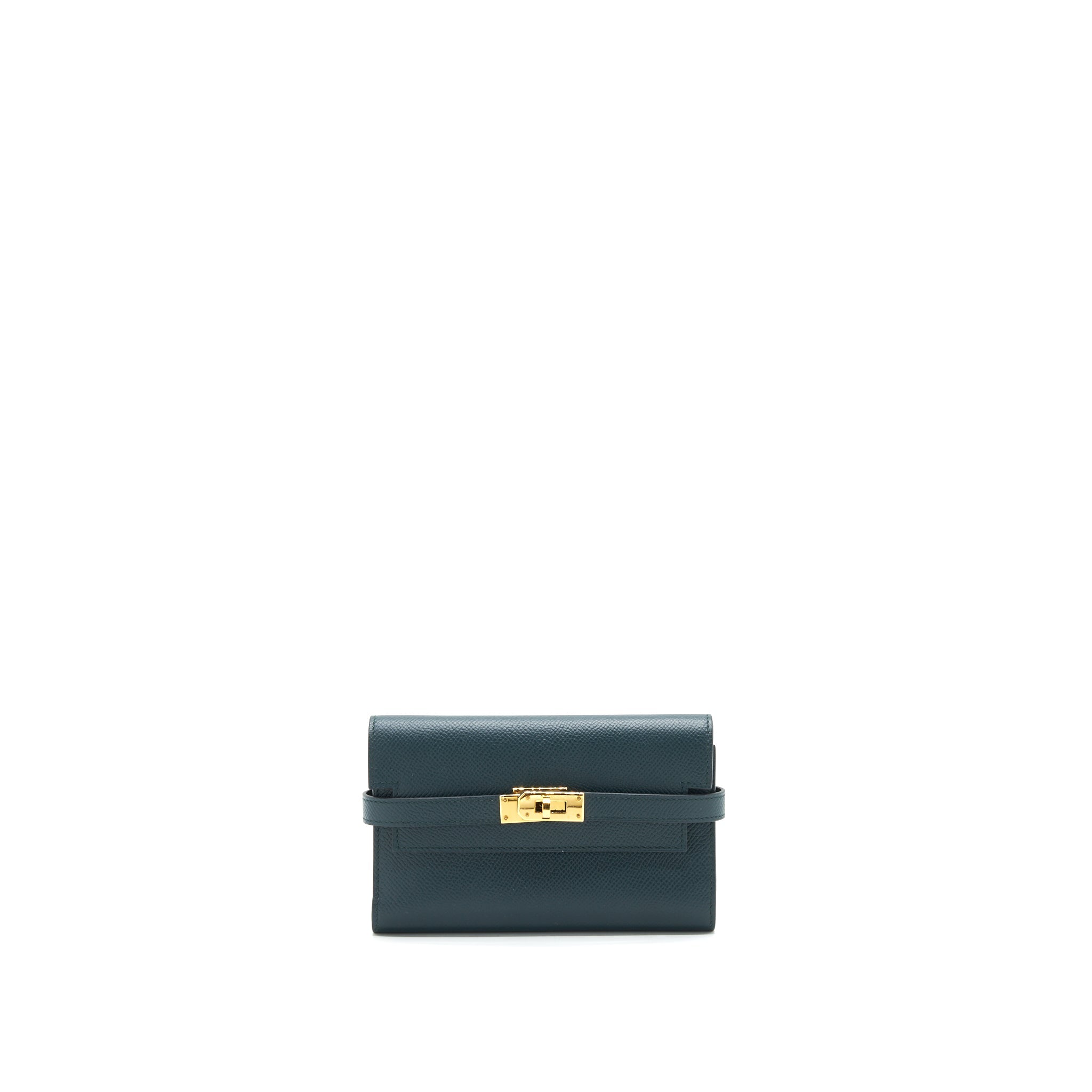 HERMES KELLY COMPACT WALLET VERT CYPRES GHW