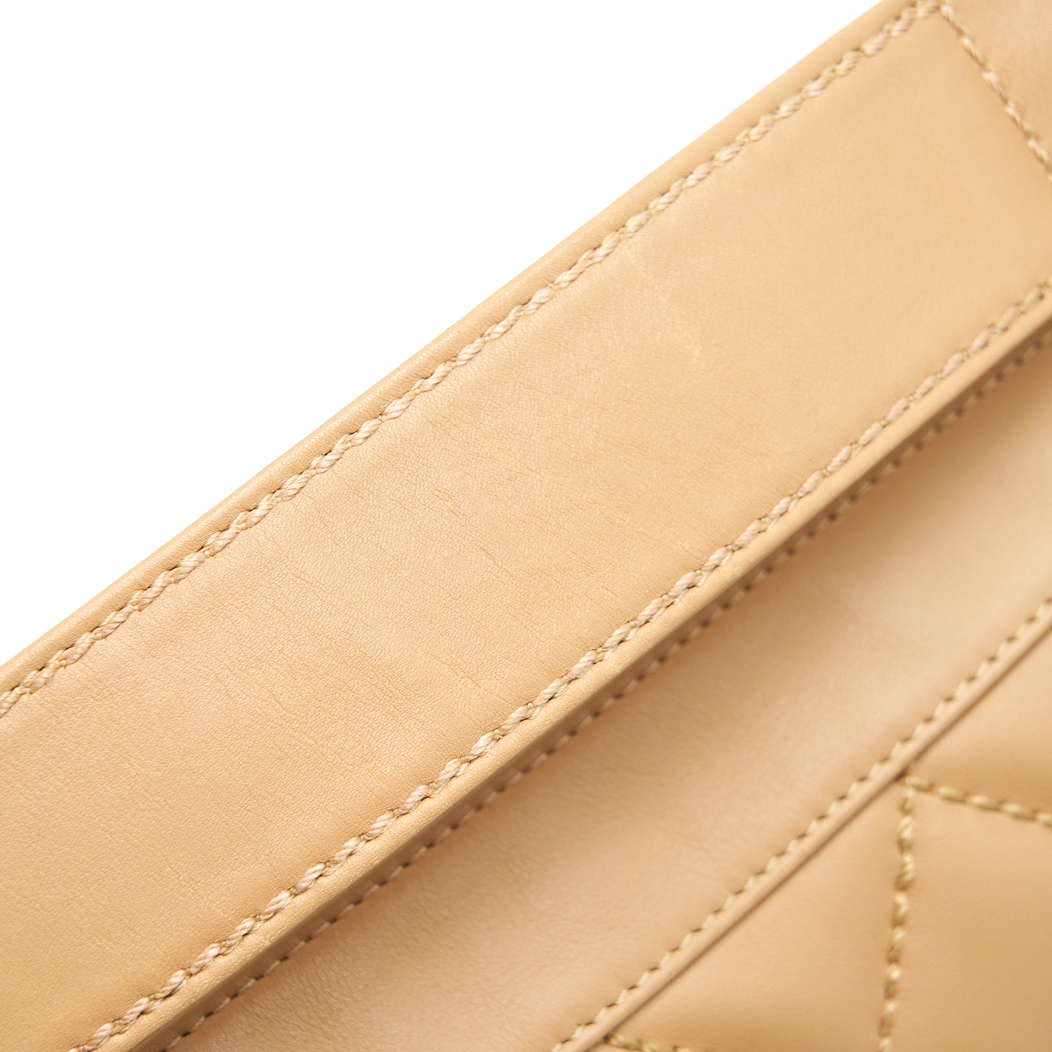 CHANEL VINTAGE QUILTED BEIGE SHOULDER BAG