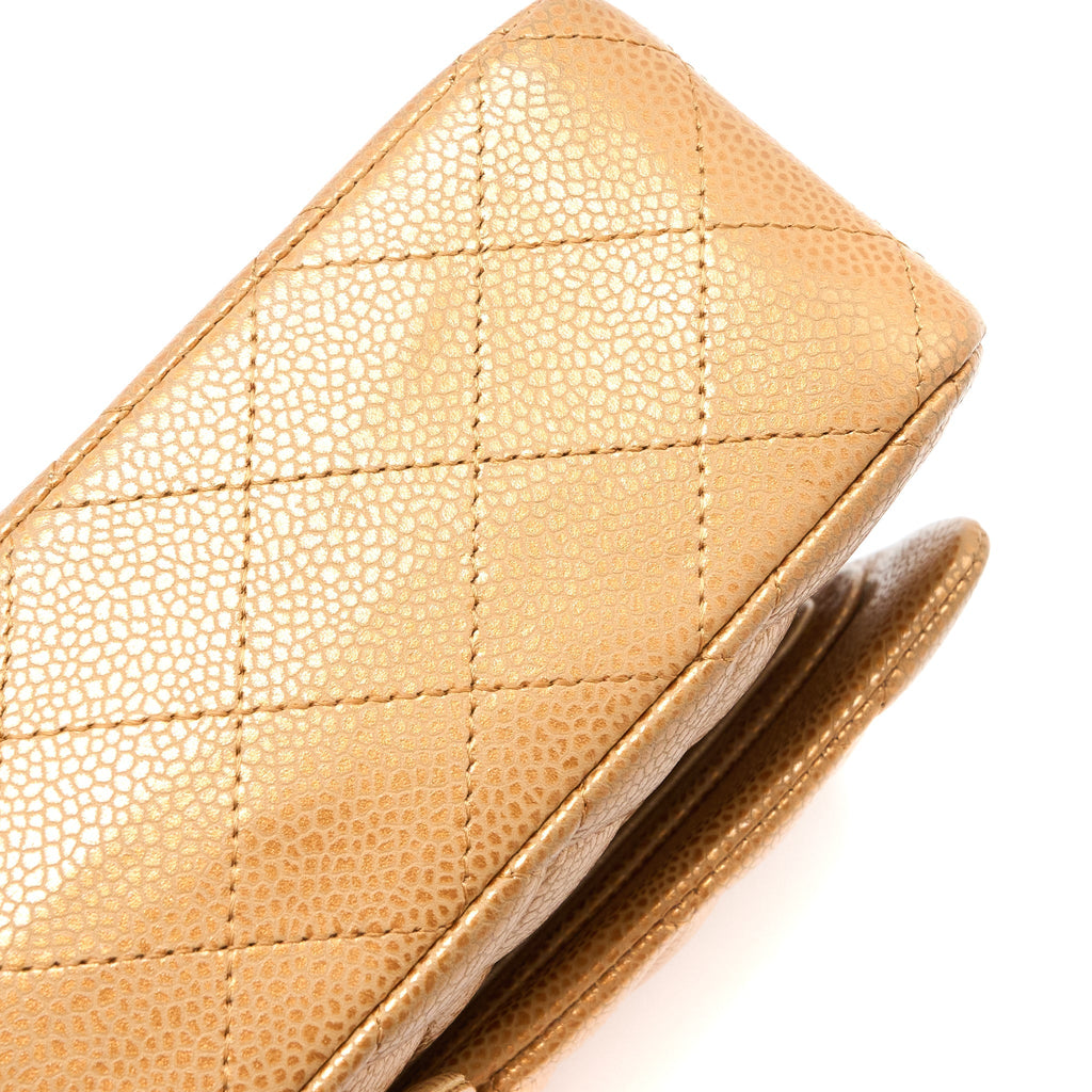 CHANEL MEDIUM CLASSIC DOUBLE FLAP BAG CAVIAR METALLIC IRIDESCENT RUTHENIUM HARDWARE