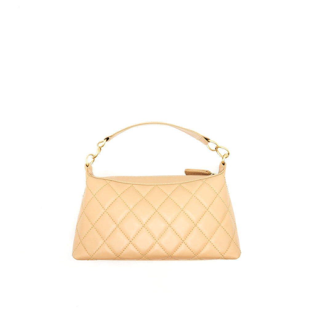 CHANEL VINTAGE QUILTED BEIGE SHOULDER BAG