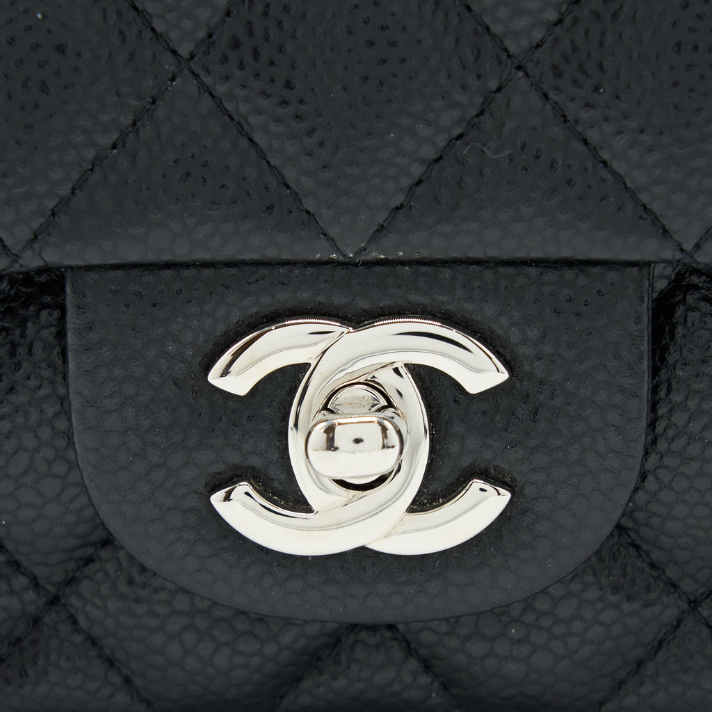 CHANEL CLASSIC MINI SQUARE FLAP BAG CAVIAR BLACK SHW