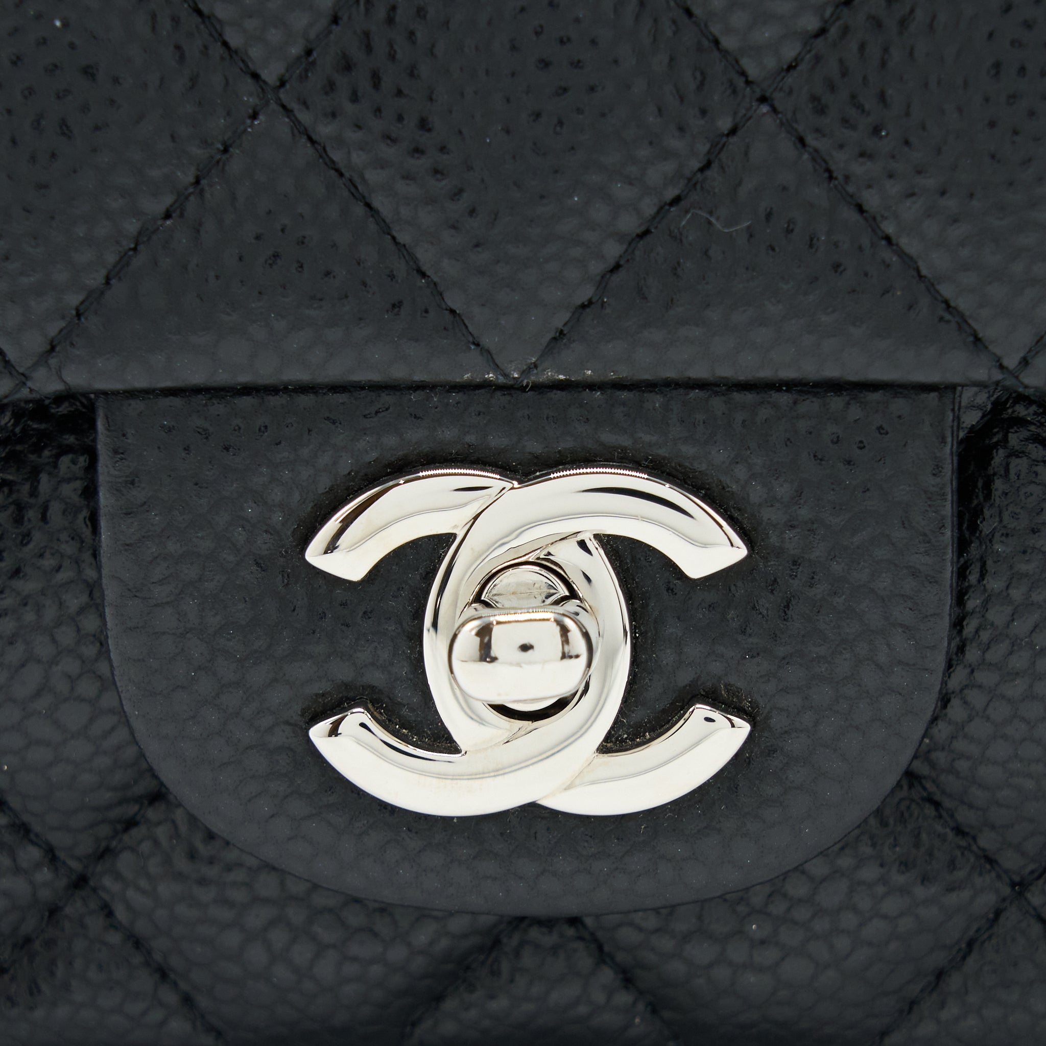 CHANEL CLASSIC MINI SQUARE FLAP BAG CAVIAR BLACK SHW