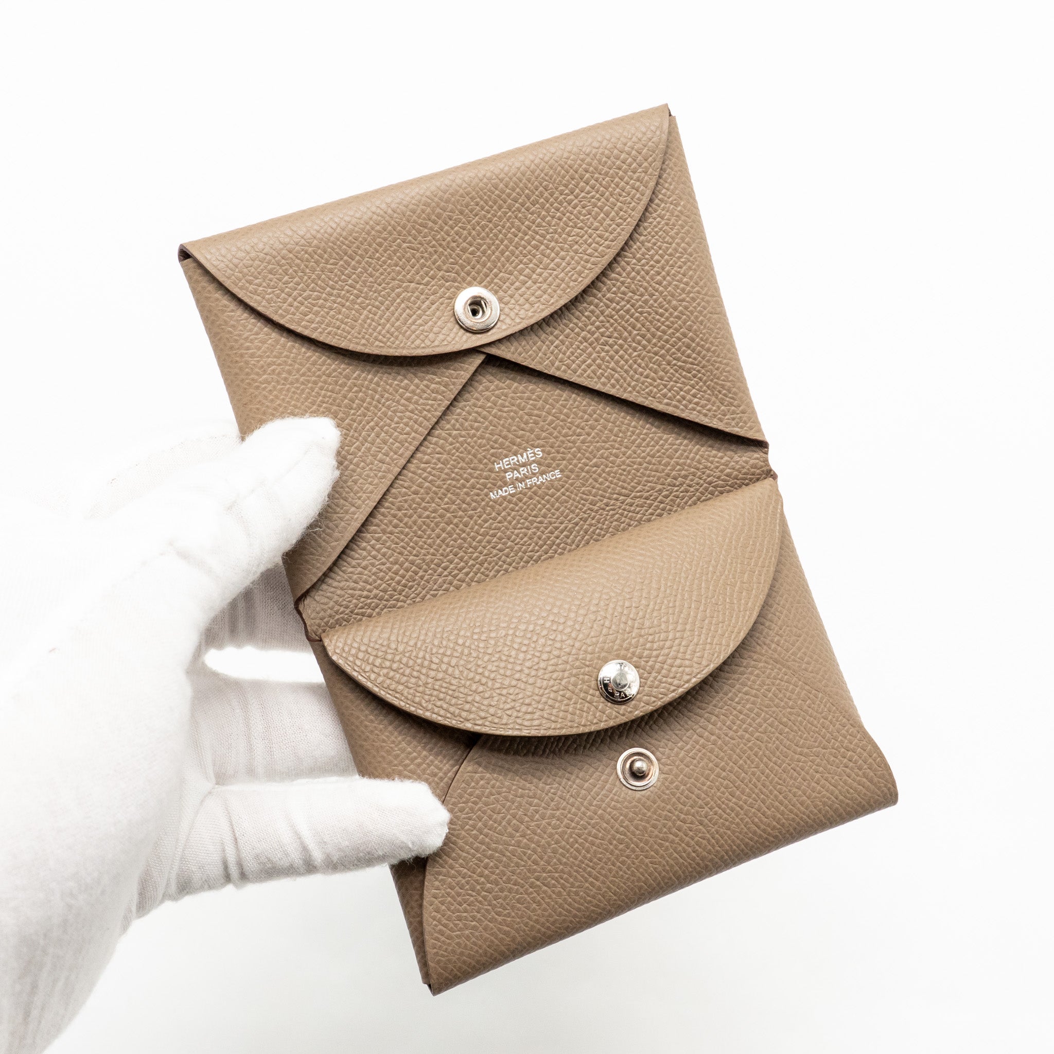 HERMES CALVI CARD HOLDER EPSOM ETOUPE SHW
