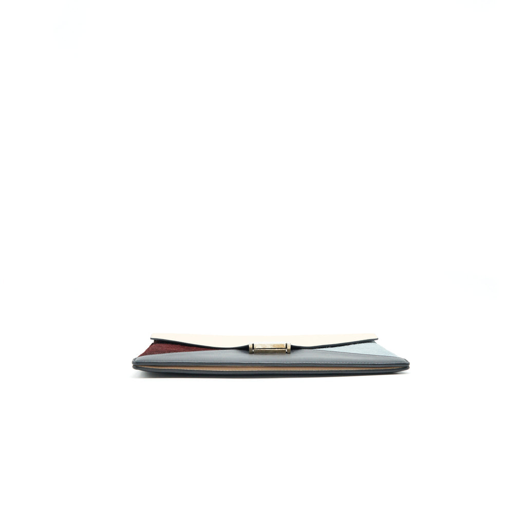 CELINE DIAMOND LEATHER CLUTCH IN MULTICOLOR