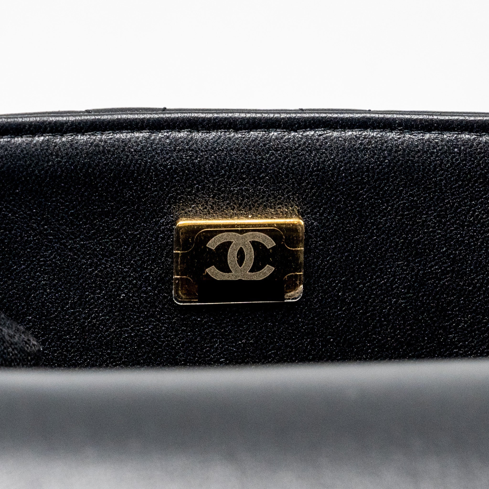 CHANEL TOP HANDLE MINI RECTANGULAR FLAP BAG LAMBSKIN BLACK LGHW (MICROCHIP)