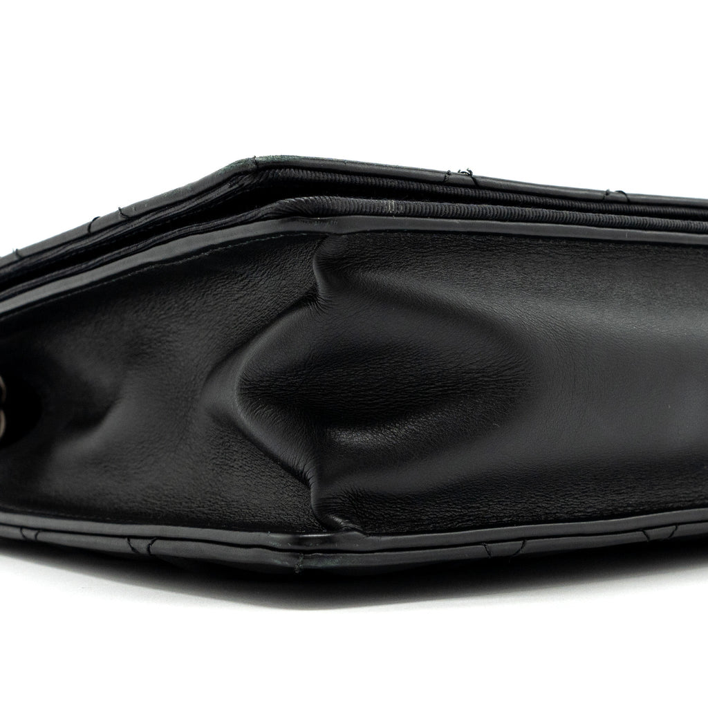 CHANEL QUILTED FLAP BAG CALFSKIN BLACK RUTHENIUM HARDWARE