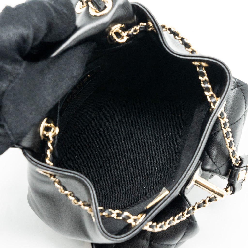 CHANEL 23A MINI TRIPLE PACK BACKPACK CALFSKIN BLACK LGHW (MICROCHIP )