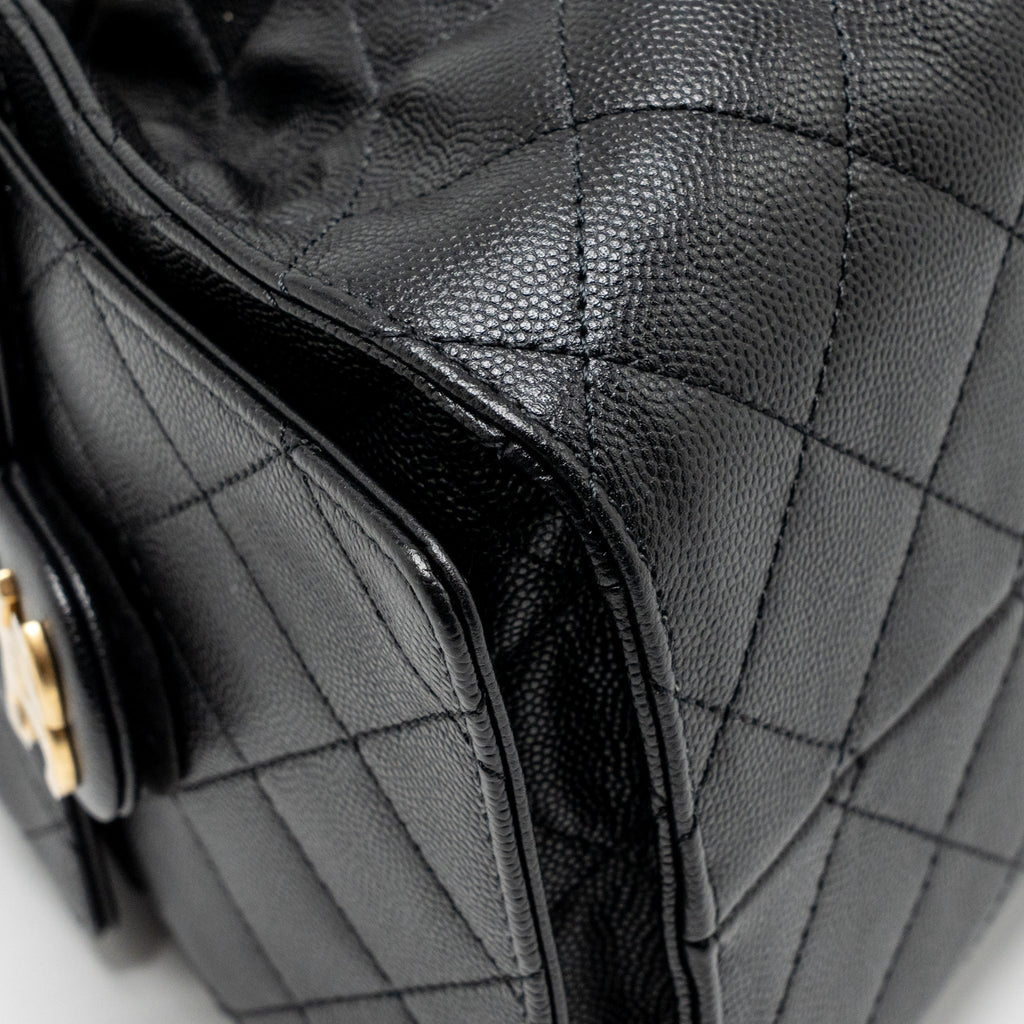CHANEL SMALL 25 BAG CAVIAR BLACK GHW (MICROCHIP)
