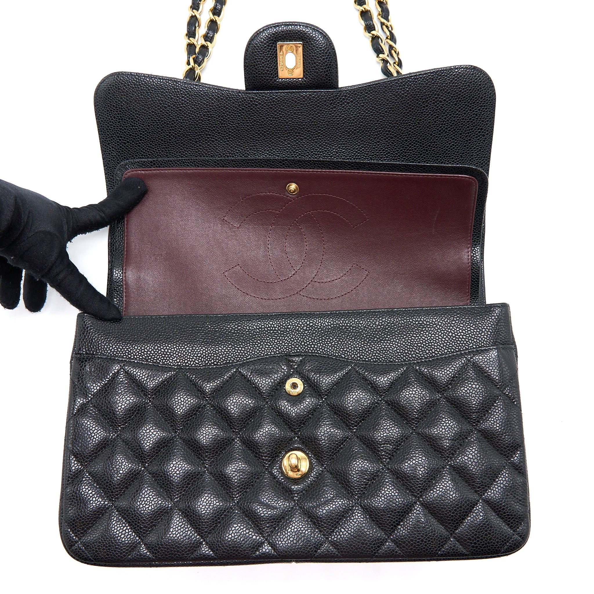 CHANEL JUMBO CLASSIC DOUBLE FLAP BAG CAVIAR BLACK GHW