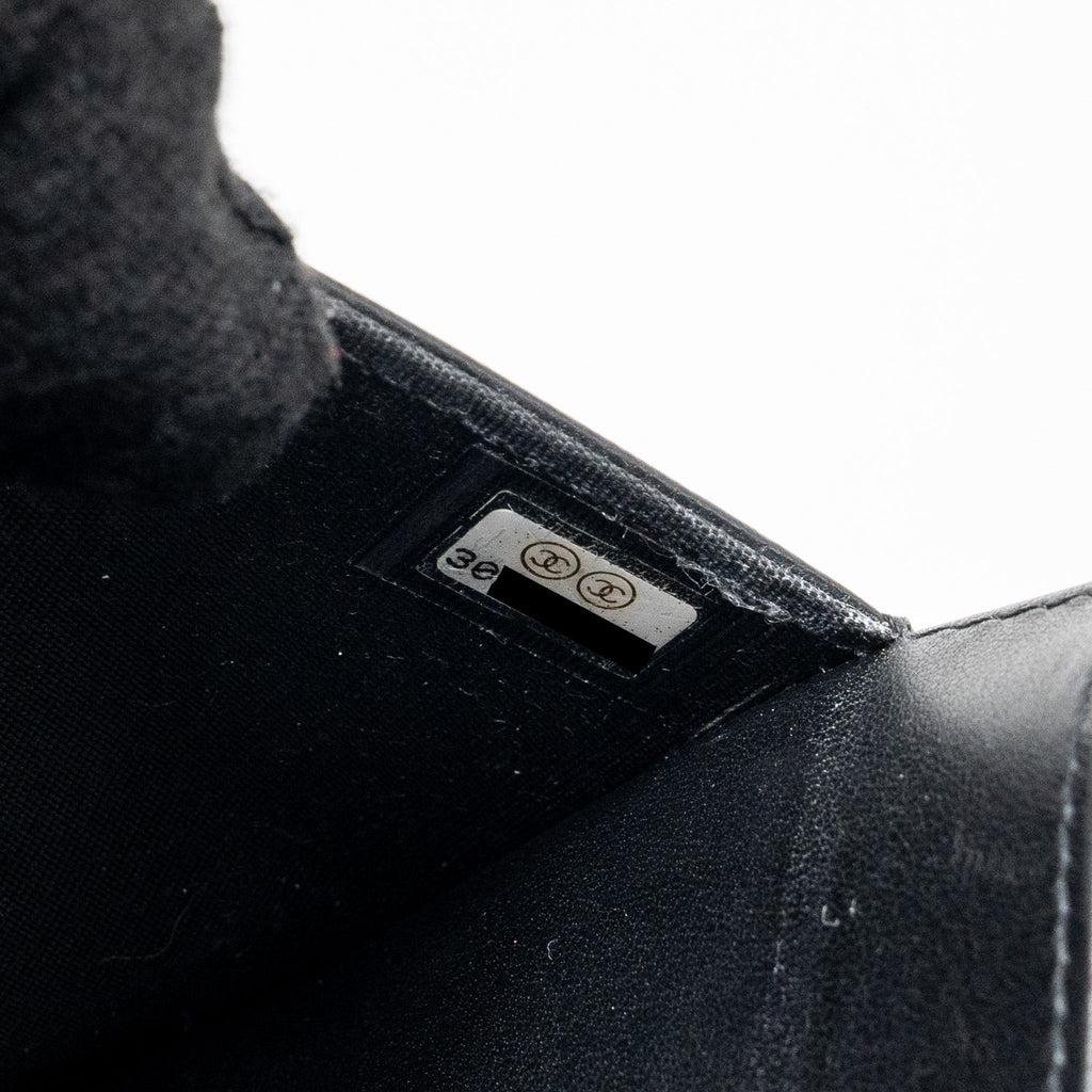 CHANEL BOY WALLET ON CHAIN LAMBSKIN BLACK BRUSHED GHW