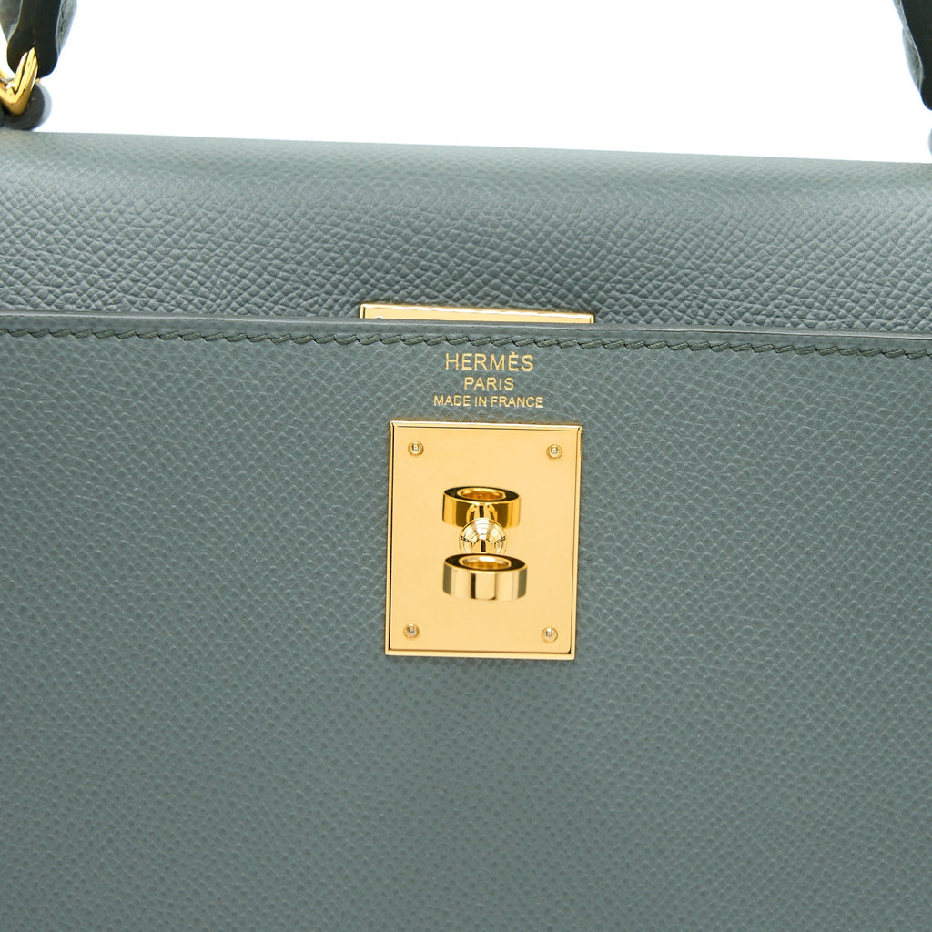 HERMES KELLY 28 EPSOM VERT AMANDE GHW
