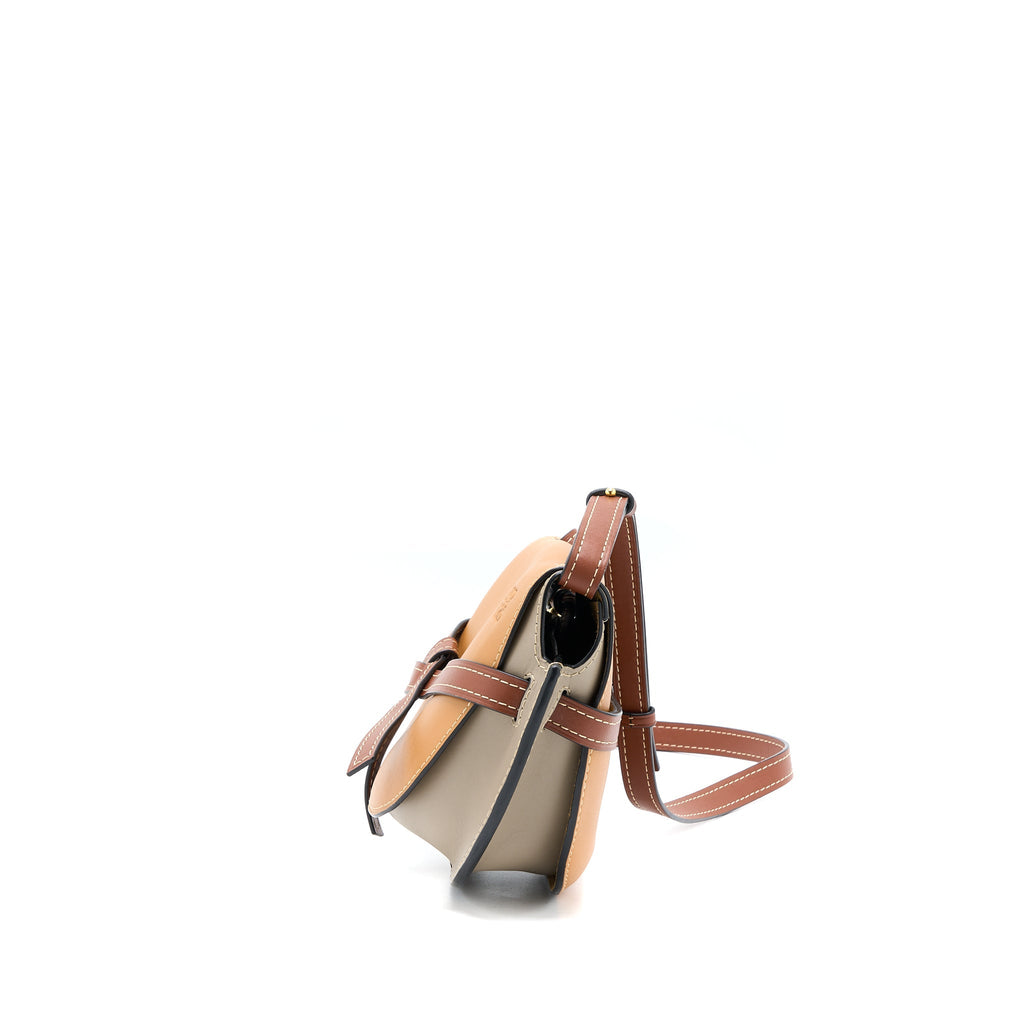 LOEWE GATE BAG SOFT CALFSKIN AMBER/LIGHT GREY/RUST GHW