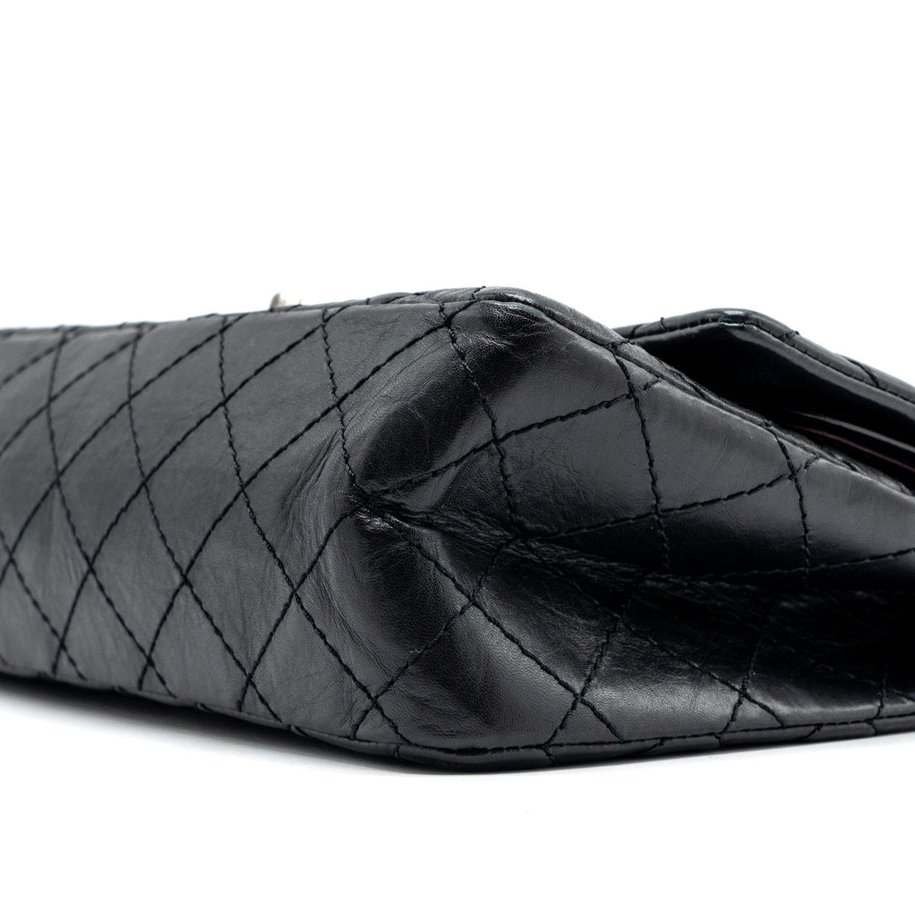 CHANEL SMALL 2.55 REISSUE FLAP BAG AGED CALFSKIN BLACK RUTHENIUM HARDWARE