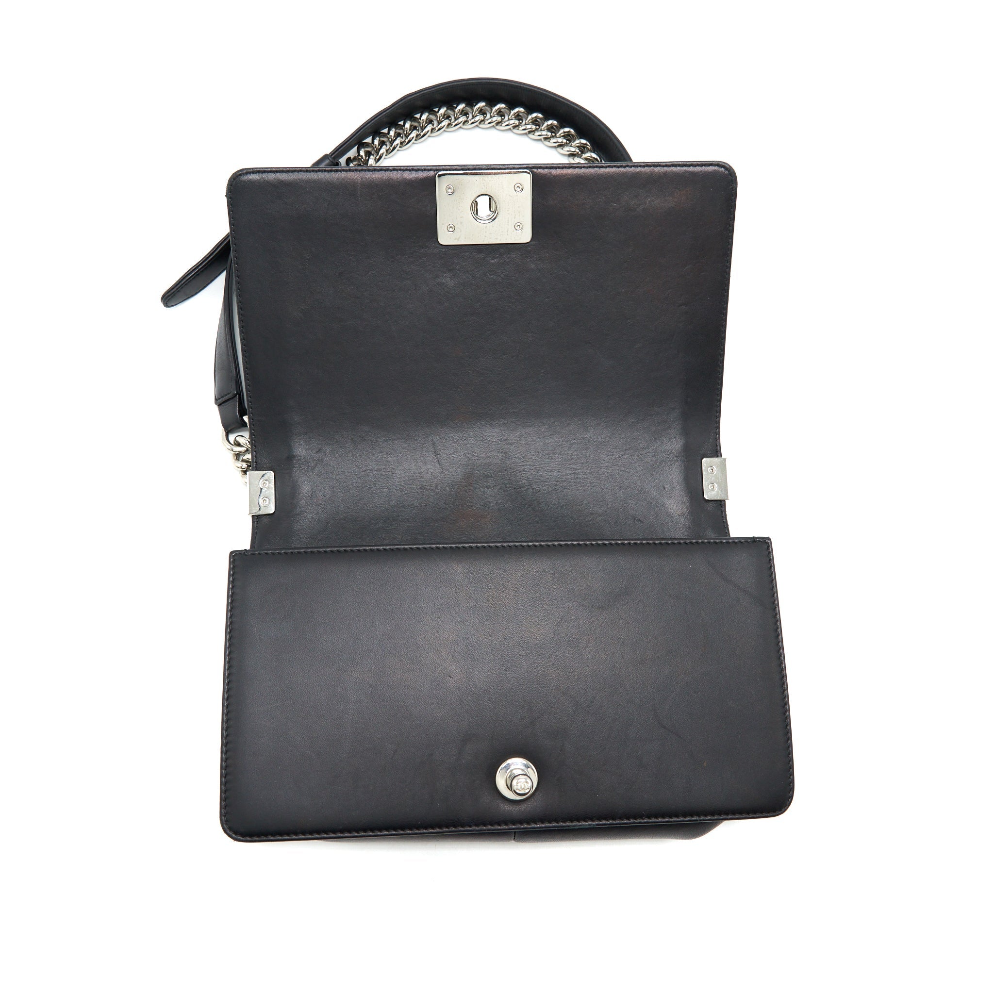 CHANEL BOY MEDIUM TWEED/LAMBSKIN BLACK SHW