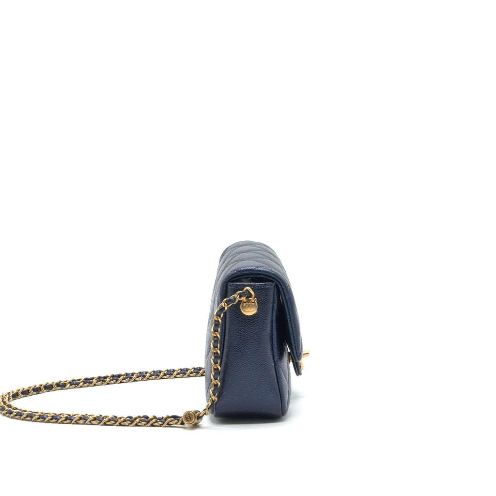 CHANEL 21K MY PERFECT MINI FLAP BAG CAVIAR BLACK GHW