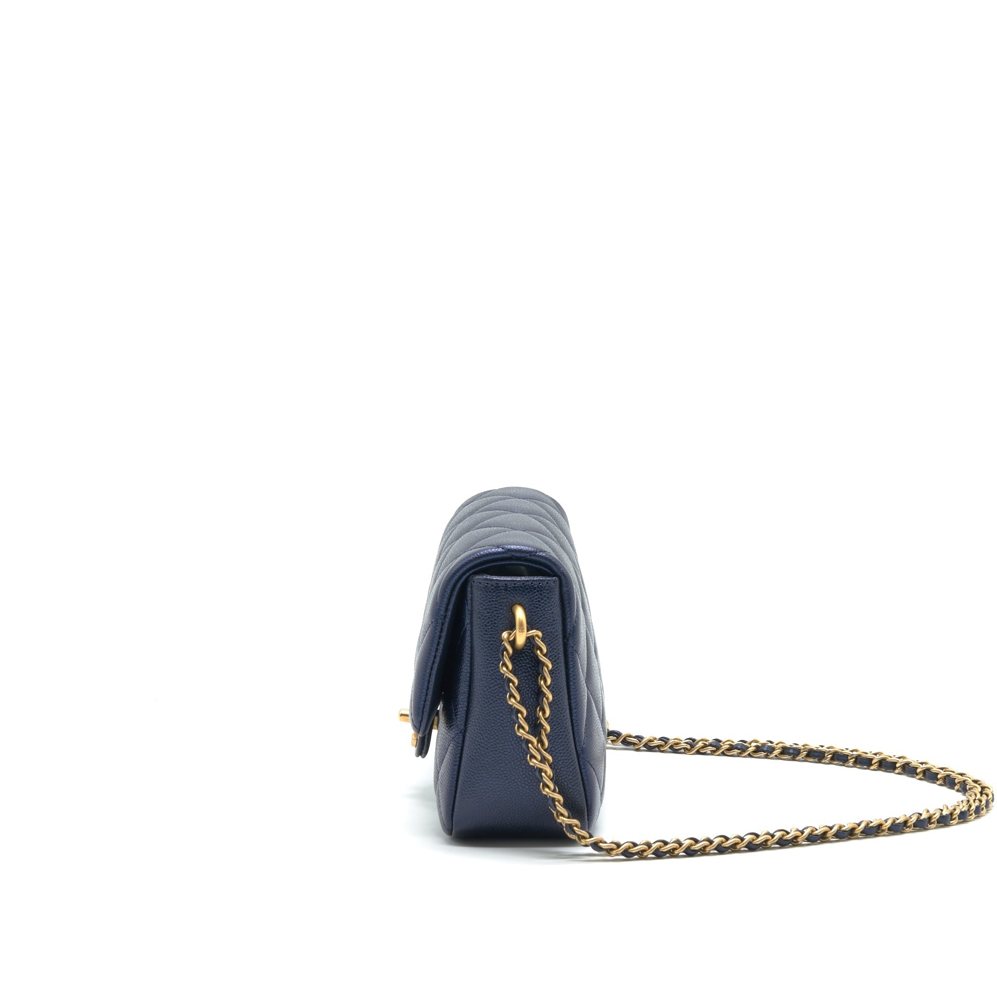 CHANEL 21K MY PERFECT MINI FLAP BAG CAVIAR BLACK GHW (MICROCHIP)
