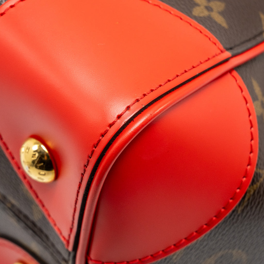 LOUIS VUITTON PHENIX TOP HANDLE SHOULDER BAG MONOGRAM CANVAS RED GHW