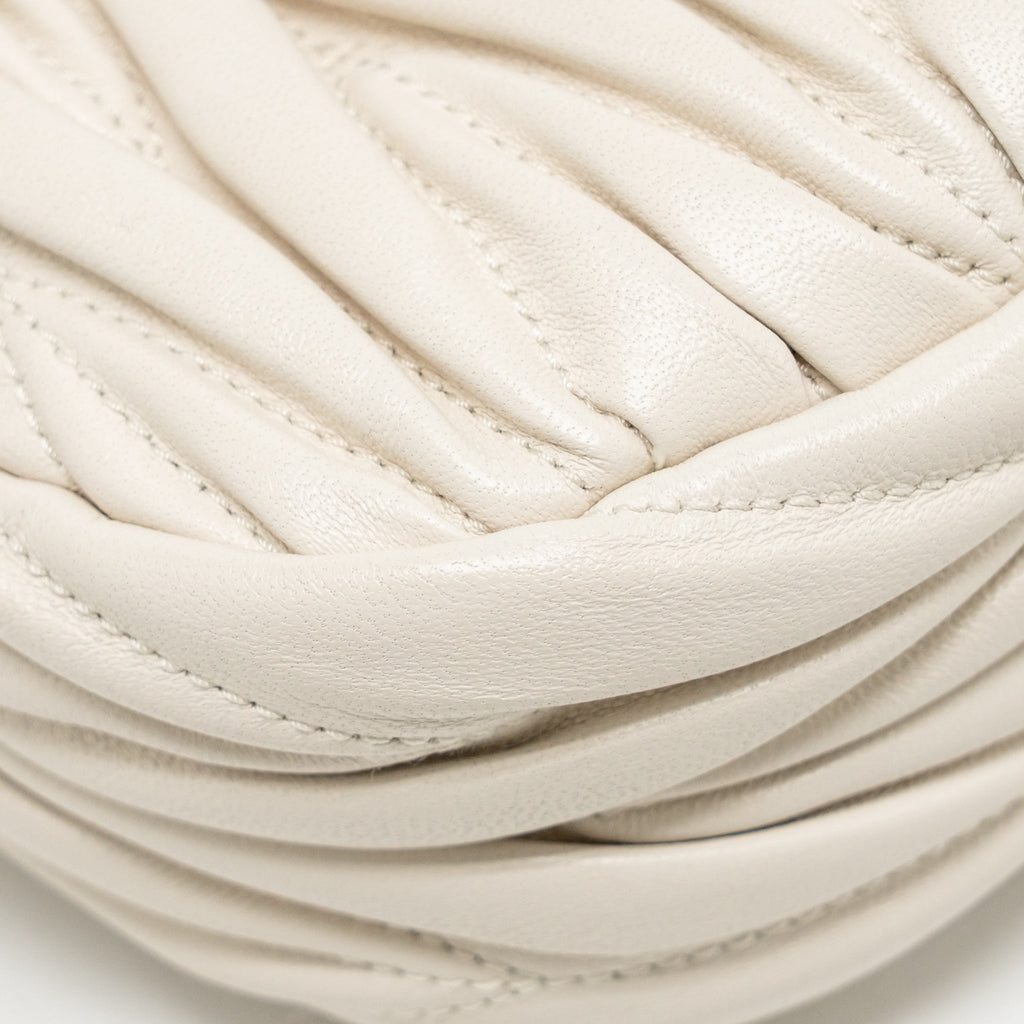MIU MIU WANDER MATELASSE MINI HOBO BAG NAPPA LAMBSKIN WHITE GHW