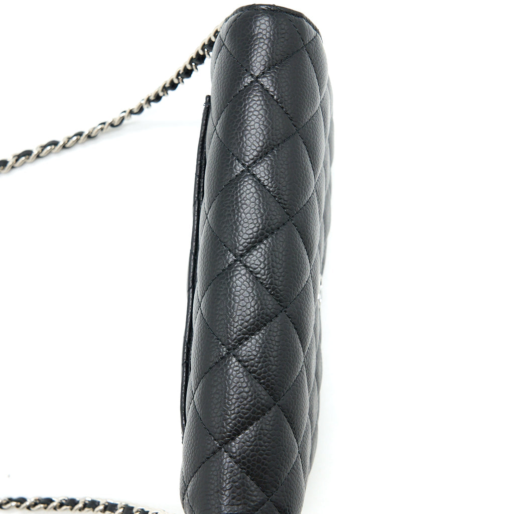 CHANEL CLASSIC WALLET ON CHAIN CAVIAR BLACK SHW (MICROCHIP)