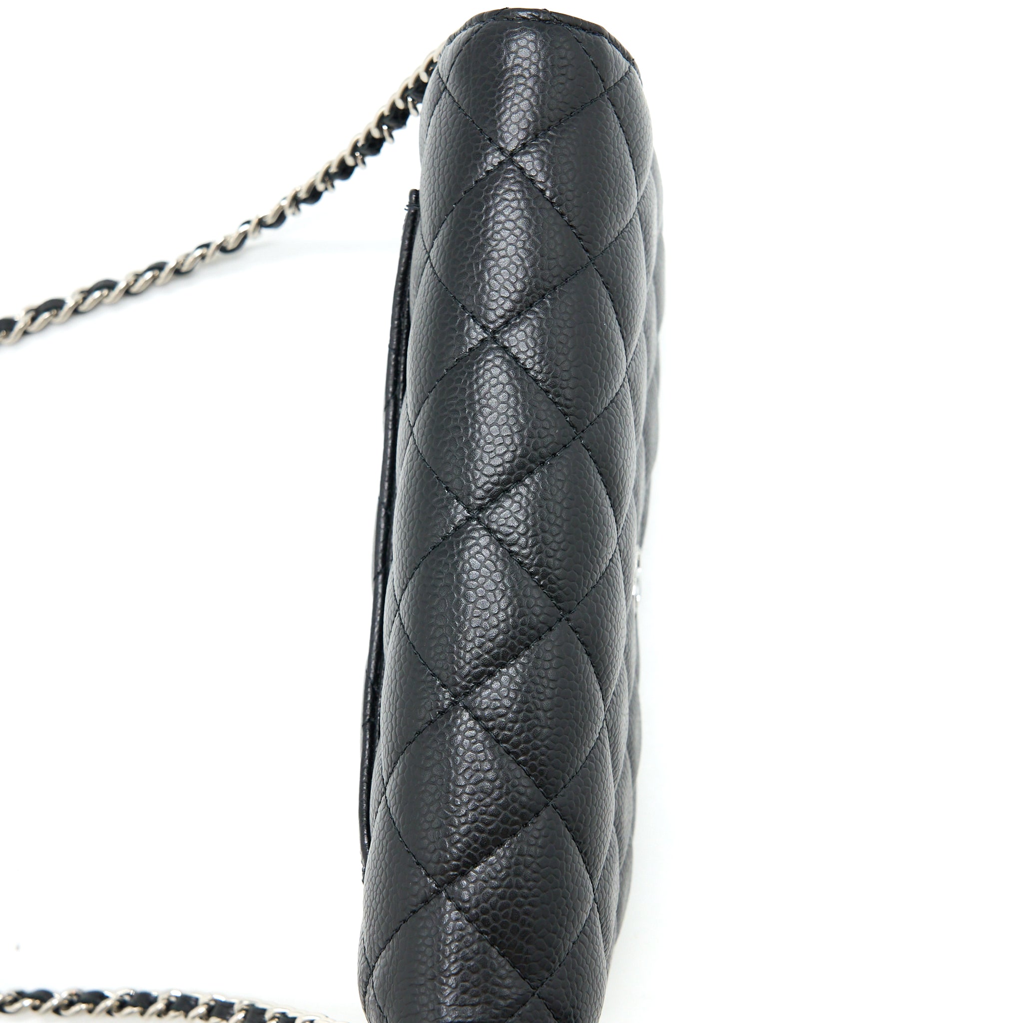 CHANEL CLASSIC WALLET ON CHAIN CAVIAR BLACK SHW (MICROCHIP)