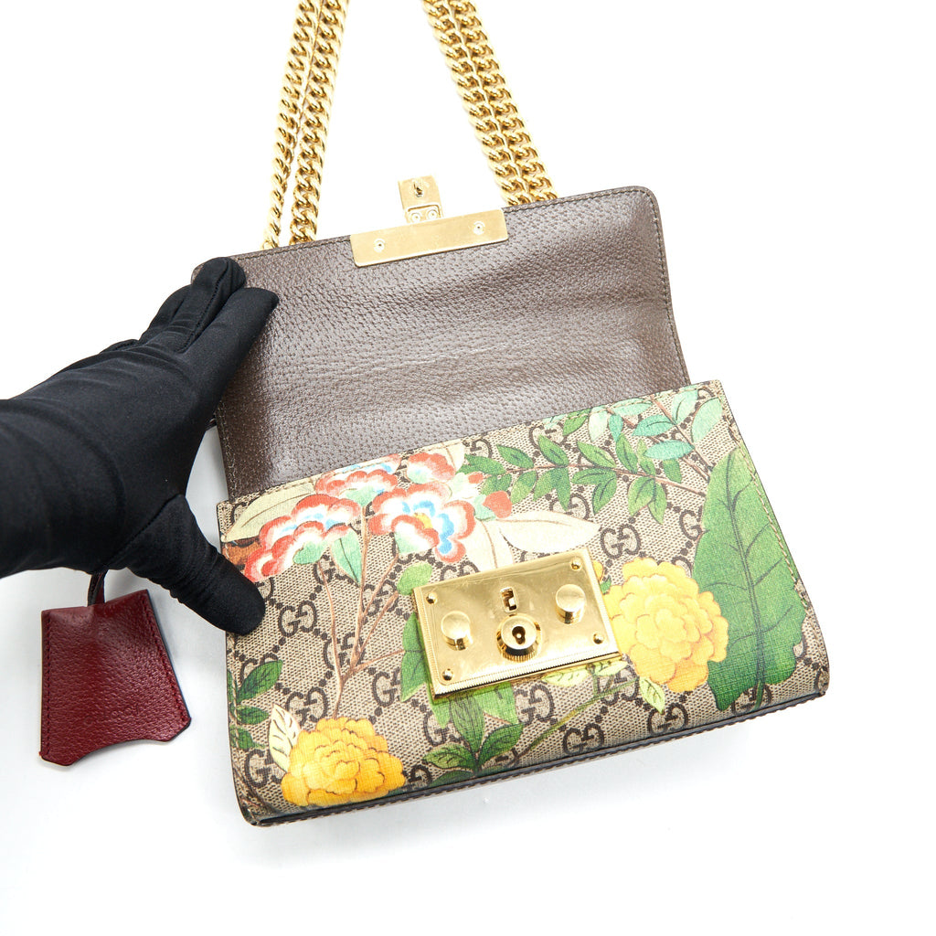 GUCCI SMALL PADLOCK BAG GG SUPREME WITH PATTERN GHW