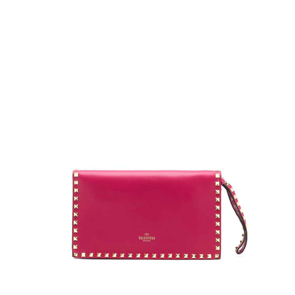 VALENTINO ROCKSTUD CLUTCH RED GHW