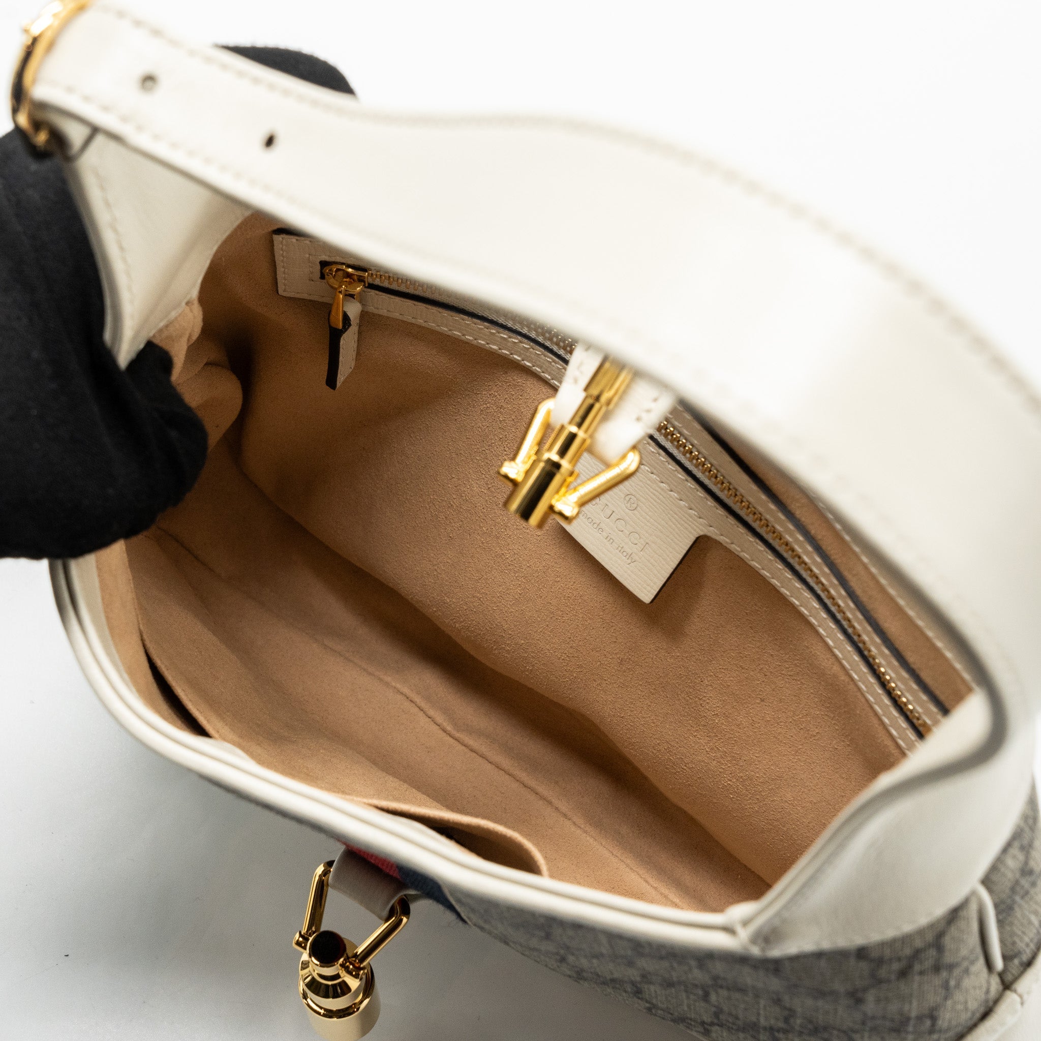 GUCCI JACKIE 1961 SMALL SHOULDER BAG GG SUPREME CANVAS / CALFSKIN WHITE MULTICOLOUR GHW