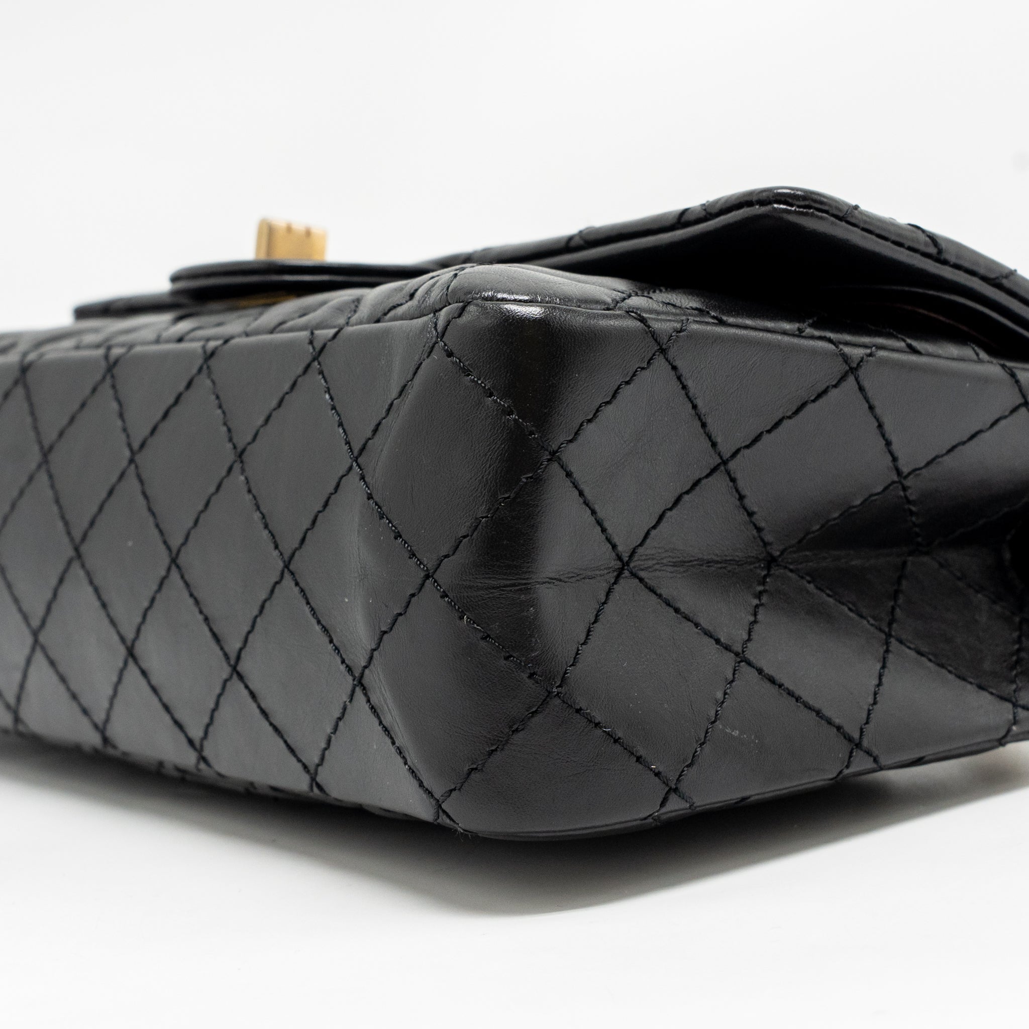 CHANEL SMALL 2.55 REISSUE FLAP BAG AGED CALFSKIN BLACK GHW