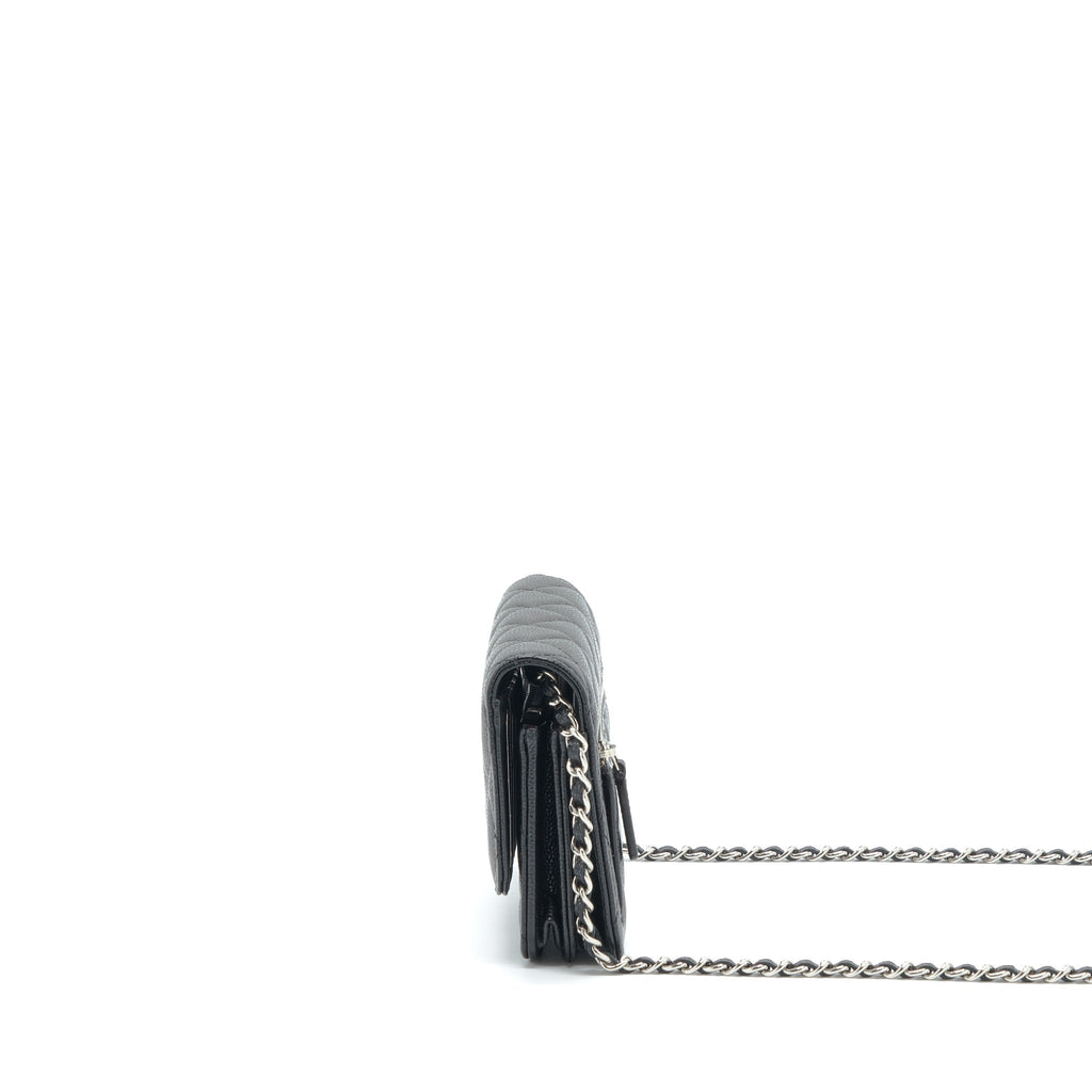 CHANEL MINI WALLET ON CHAIN CAVIAR BLACK SHW