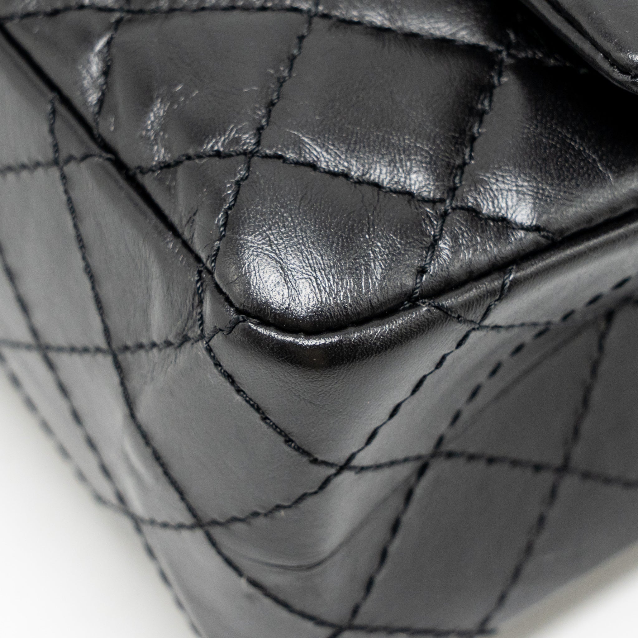 CHANEL SMALL 2.55 REISSUE FLAP BAG AGED CALFSKIN BLACK GHW